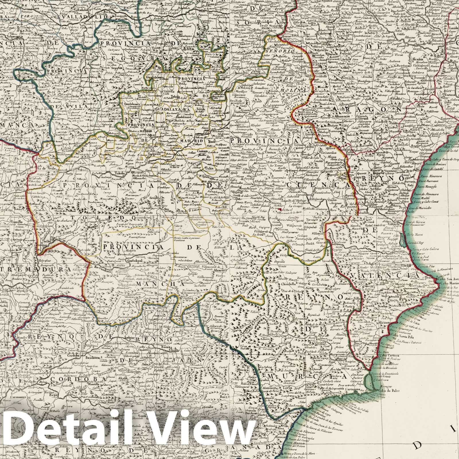 Historic Map : Iberian Peninsula Composite map: A-D. Mapa General de Espana, 1802 , Vintage Wall Art