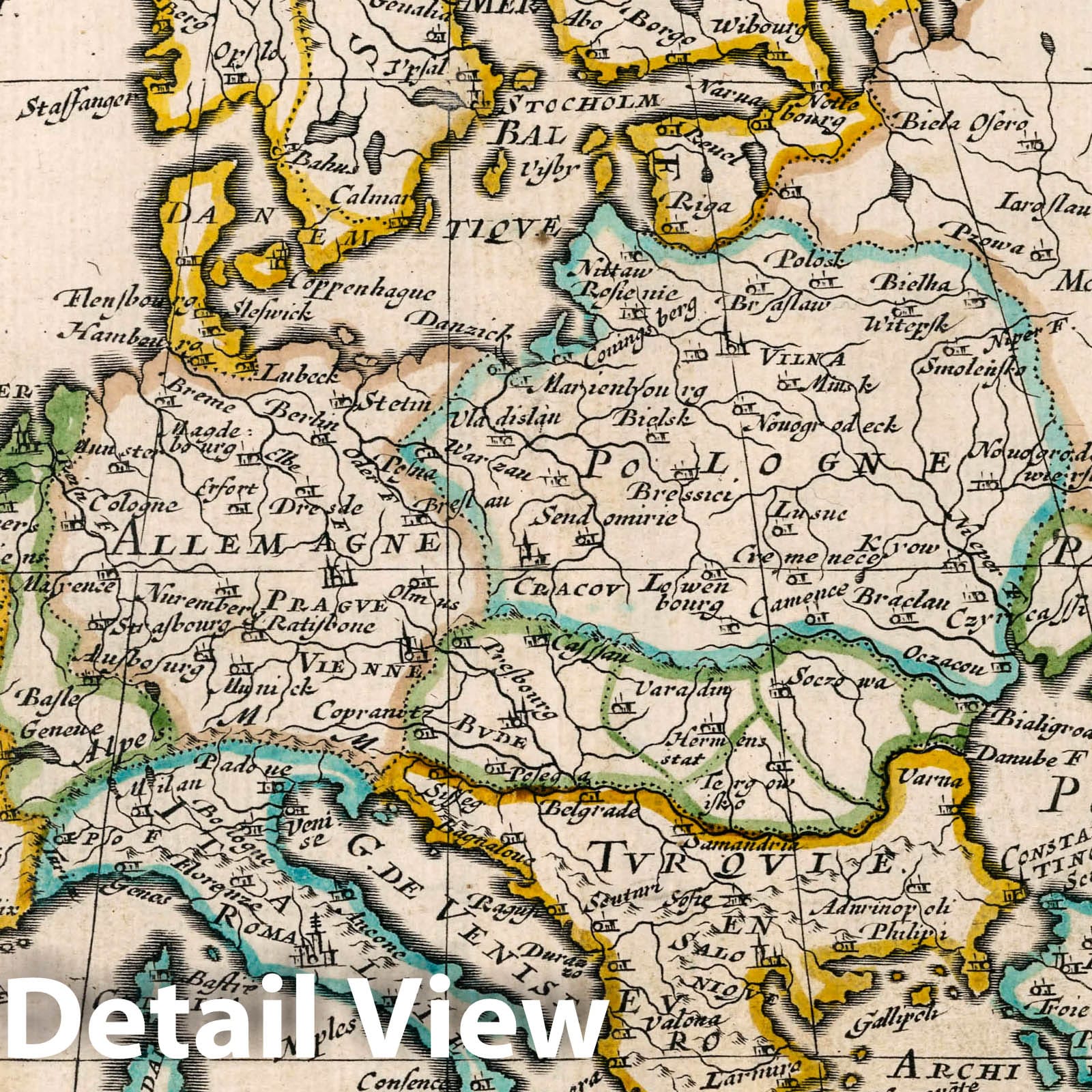 Europe - River Map, 1648 by Nicolas Sanson - Historical Map Print