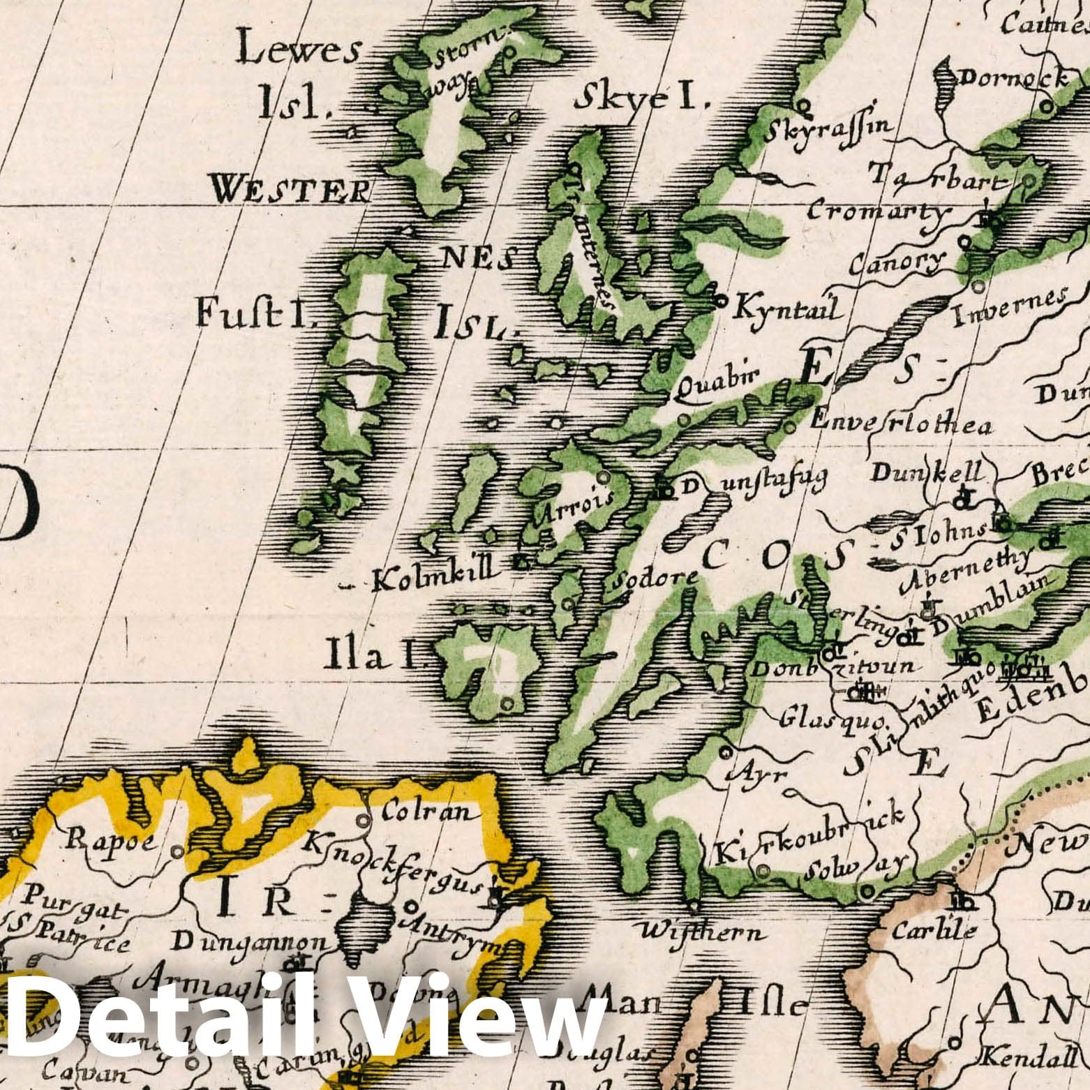 British Isles - River Map, 1648 - Nicolas Sanson Historical Map Print