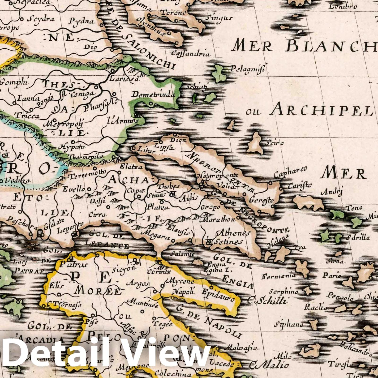 Turkey and Greece in Europe - River Map, 1648 by Sanson