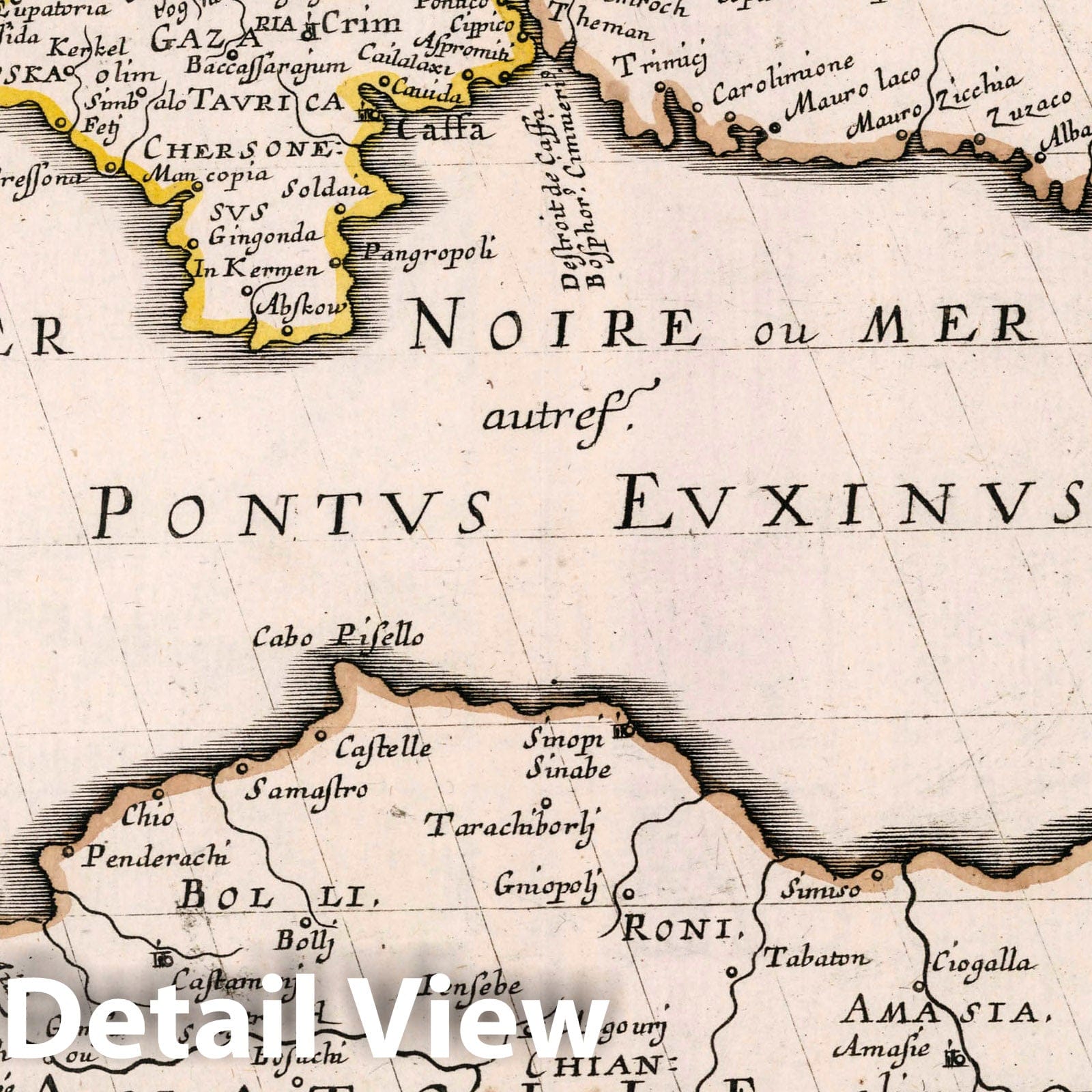 Black Sea Region - River Map, 1648 - Historical Map Print
