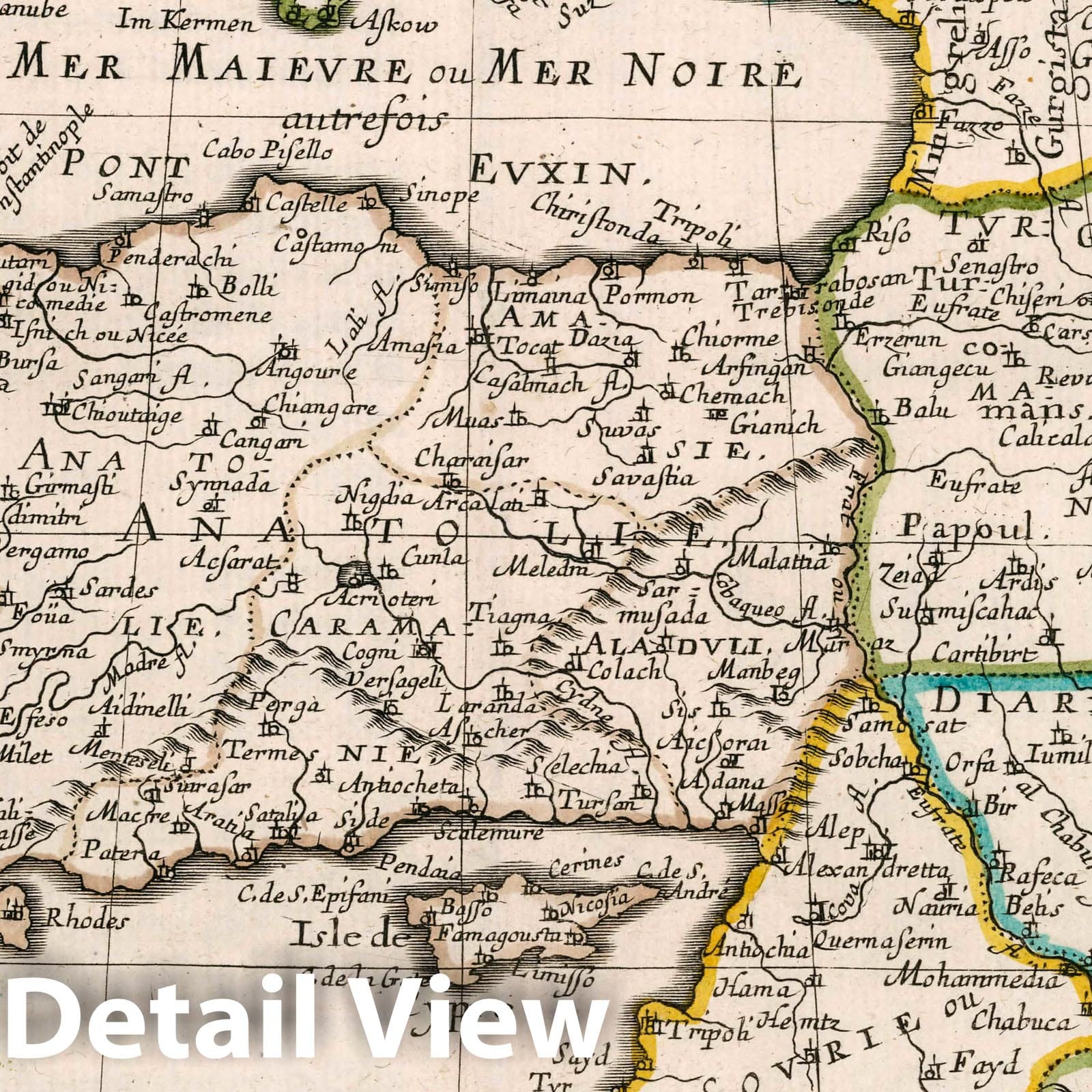 Turkey in Asia - River Map, 1652 - Sanson Historical Map Print