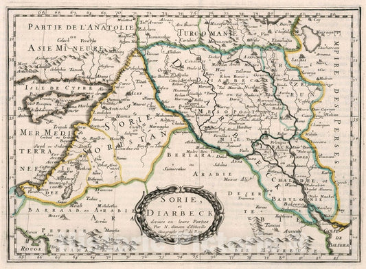 Historic Map : Syria, Holy Land Sorie, et Diarbeck : divises en leurs Parties, 1652 Atlas , Vintage Wall Art