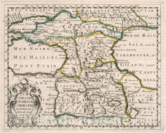 Historic Map : Caucasus Turcomanie Georgie Commanie, 1652 Atlas , Vintage Wall Art