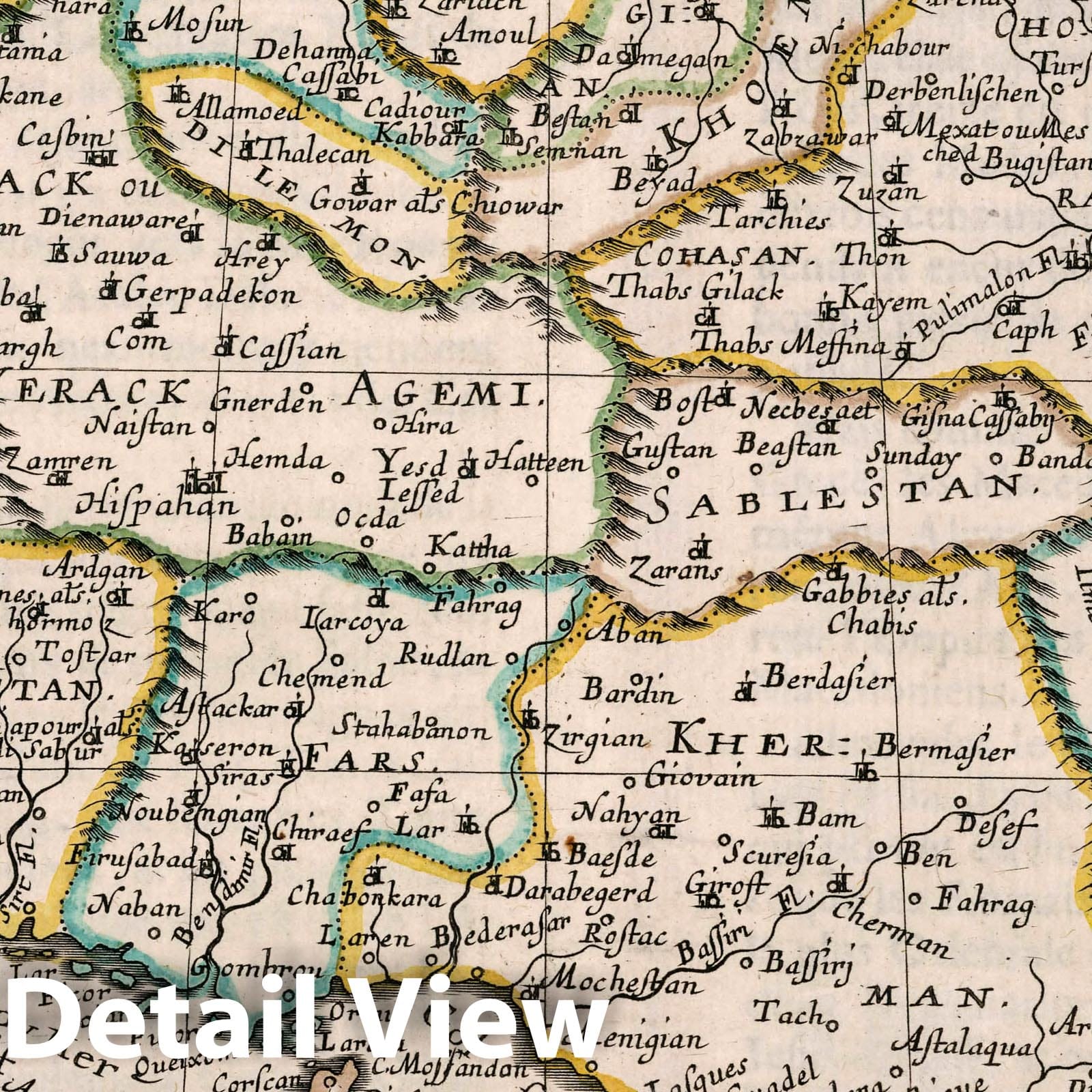 Persian Empire - River Map, 1652 - Historical Map Print
