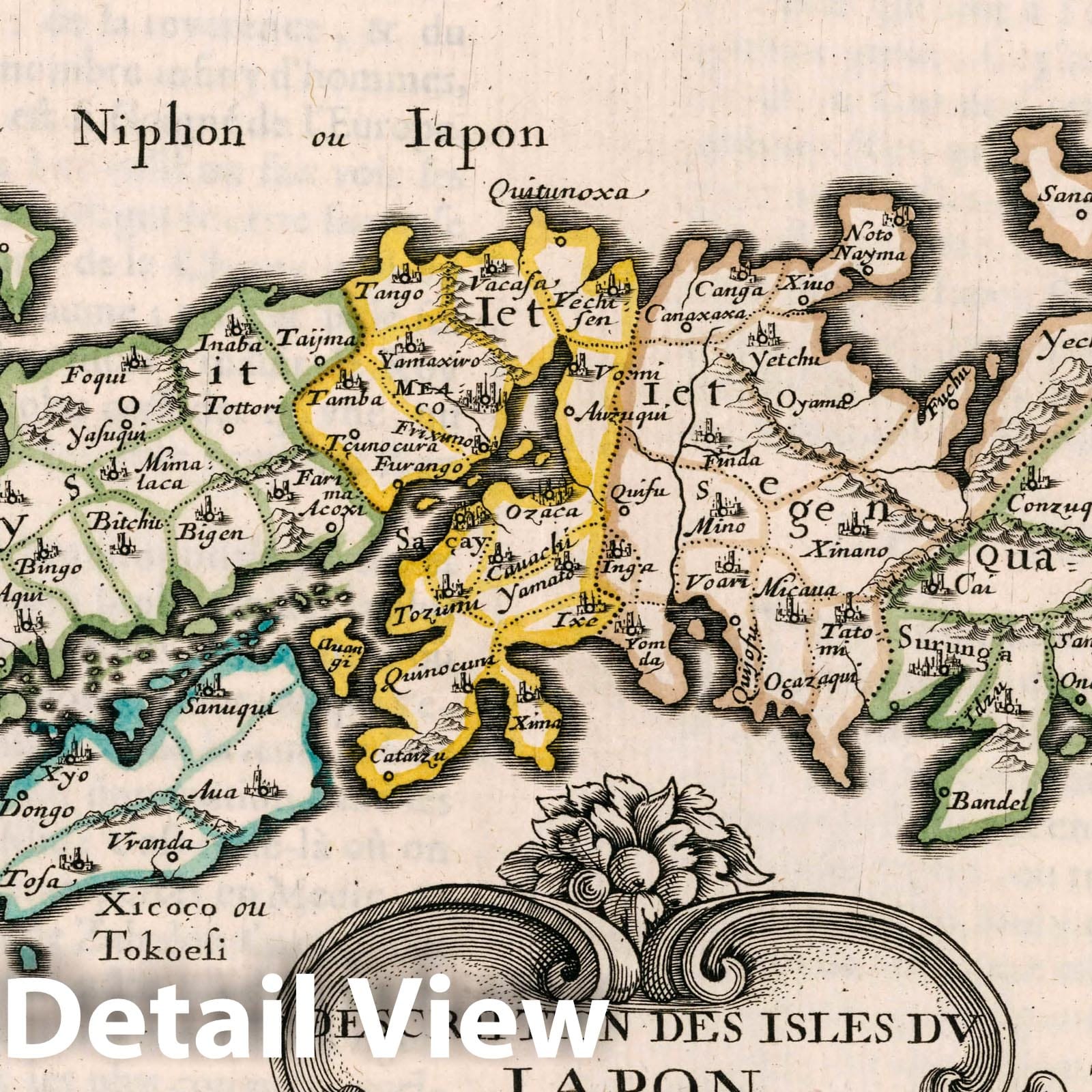 Japan - Seven Principal Divisions, 1652 - Historical Map Print