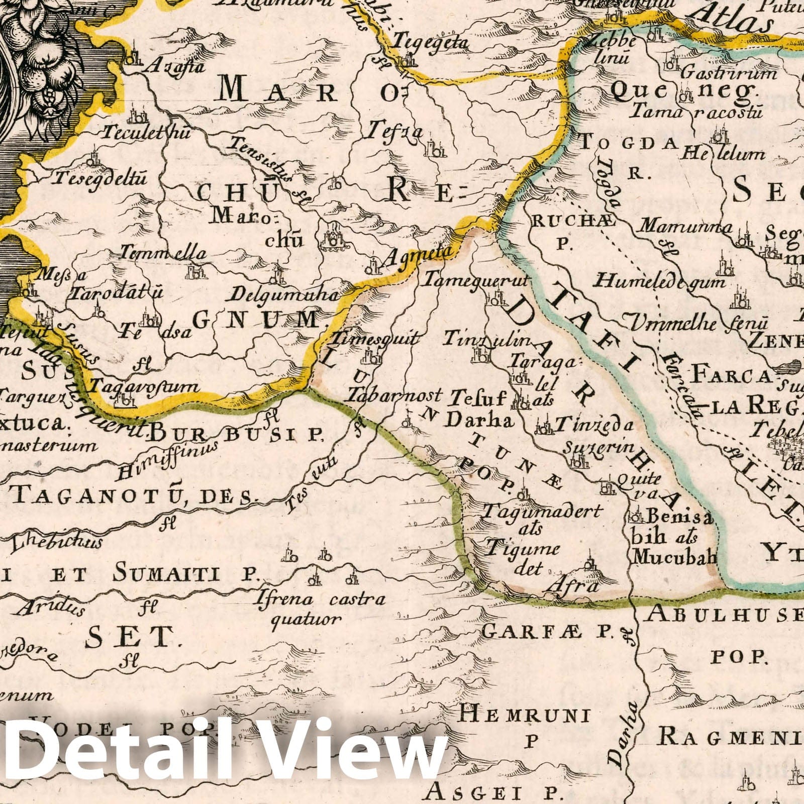 Bilad al-Gerid, North Africa - River Map, 1656 - Sanson Historical Map Print