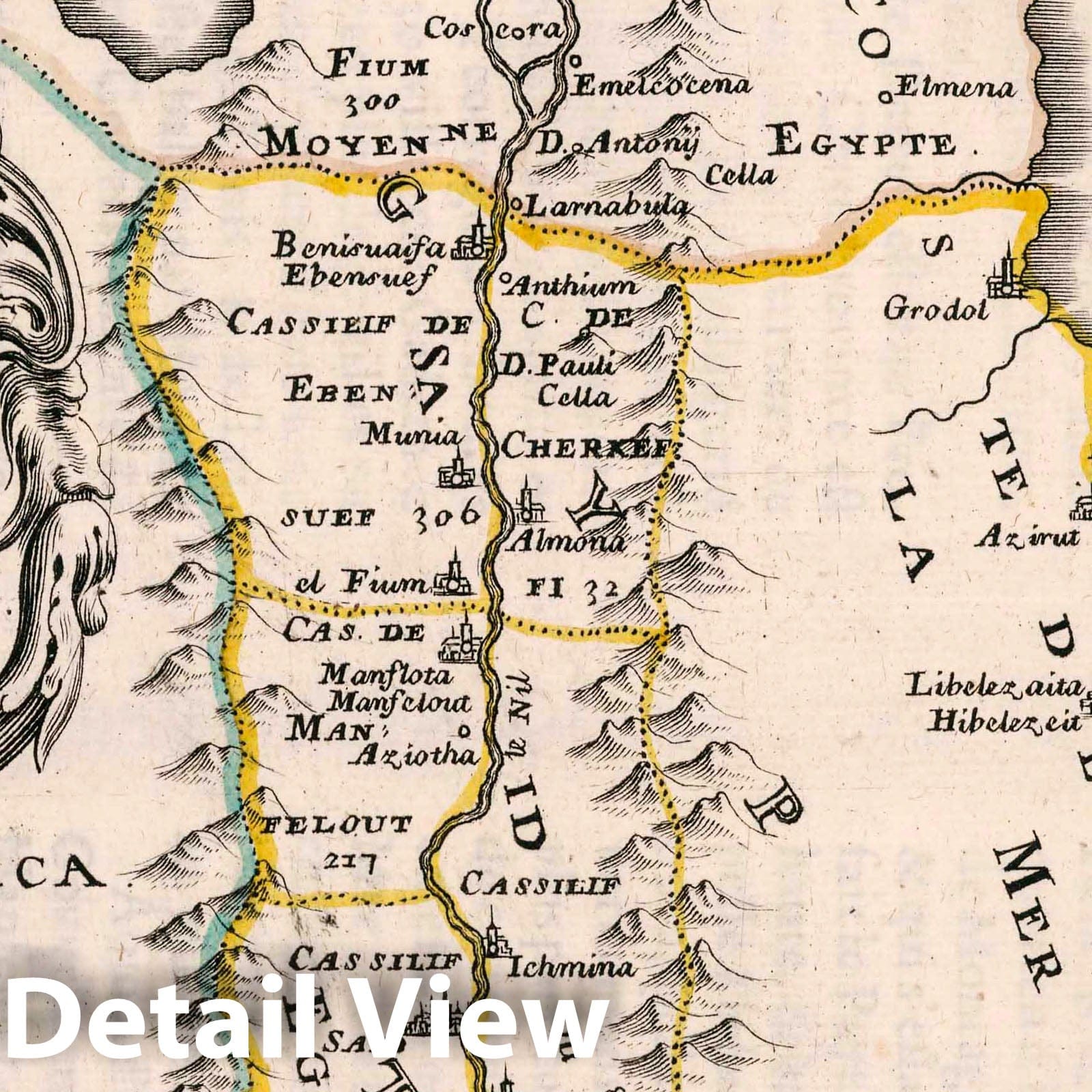Egypt - River Map, 1656 by Nicolas Sanson - Historical Map Print