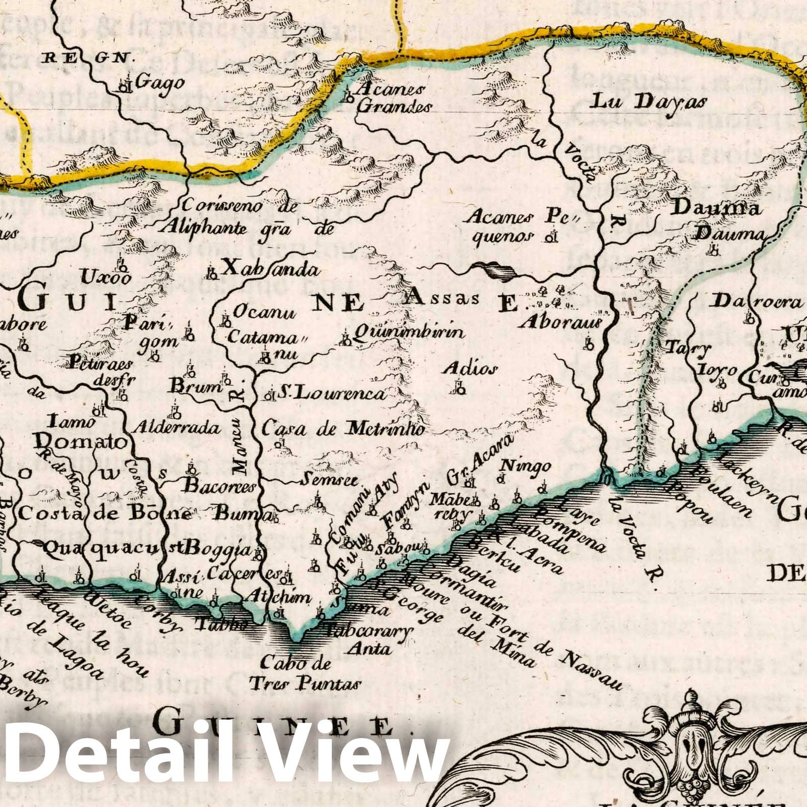 Guinea and Surrounding Regions - River Map, 1656 - Historical Map Print