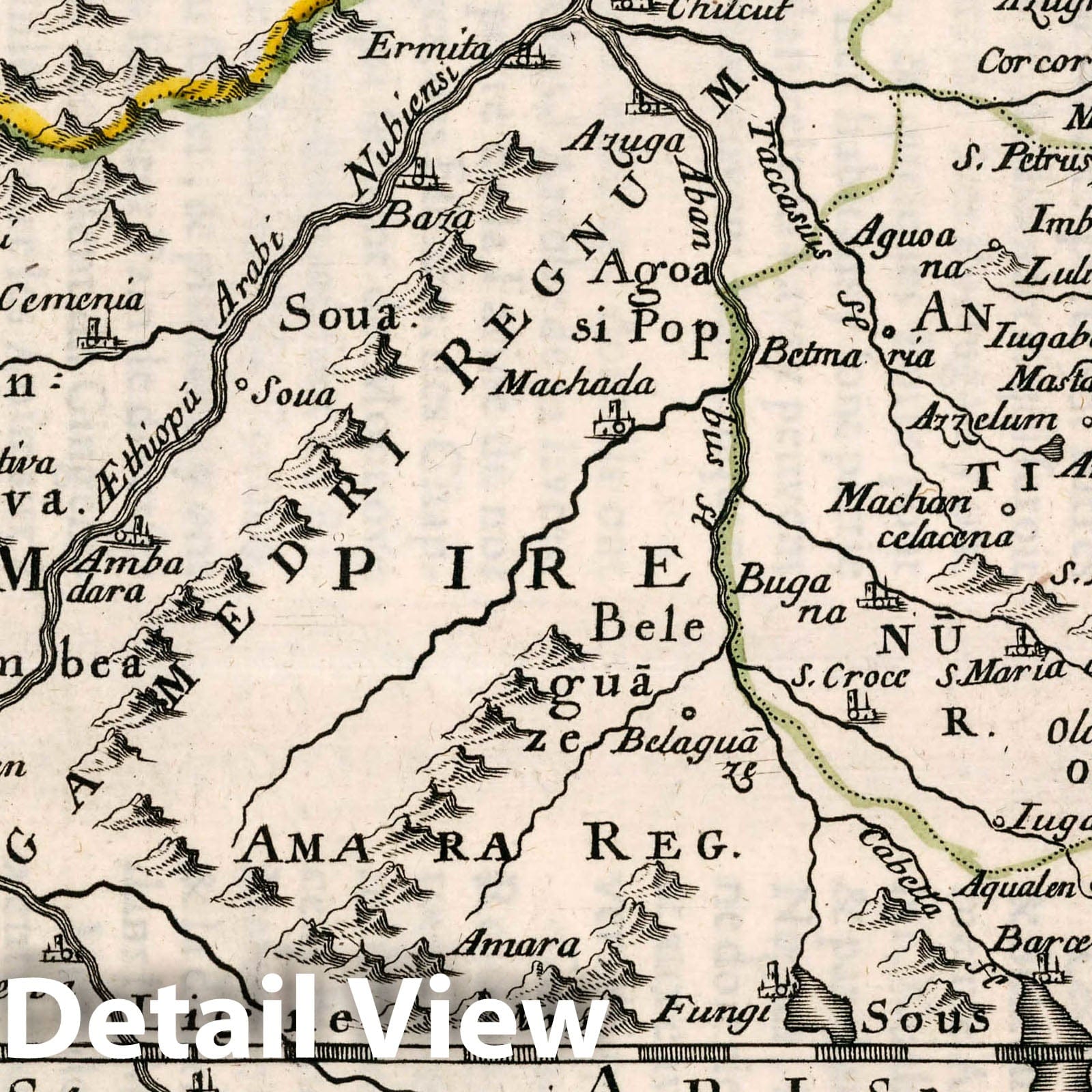 Ethiopia and Nubia - River Map, 1656 - Historical Map Print