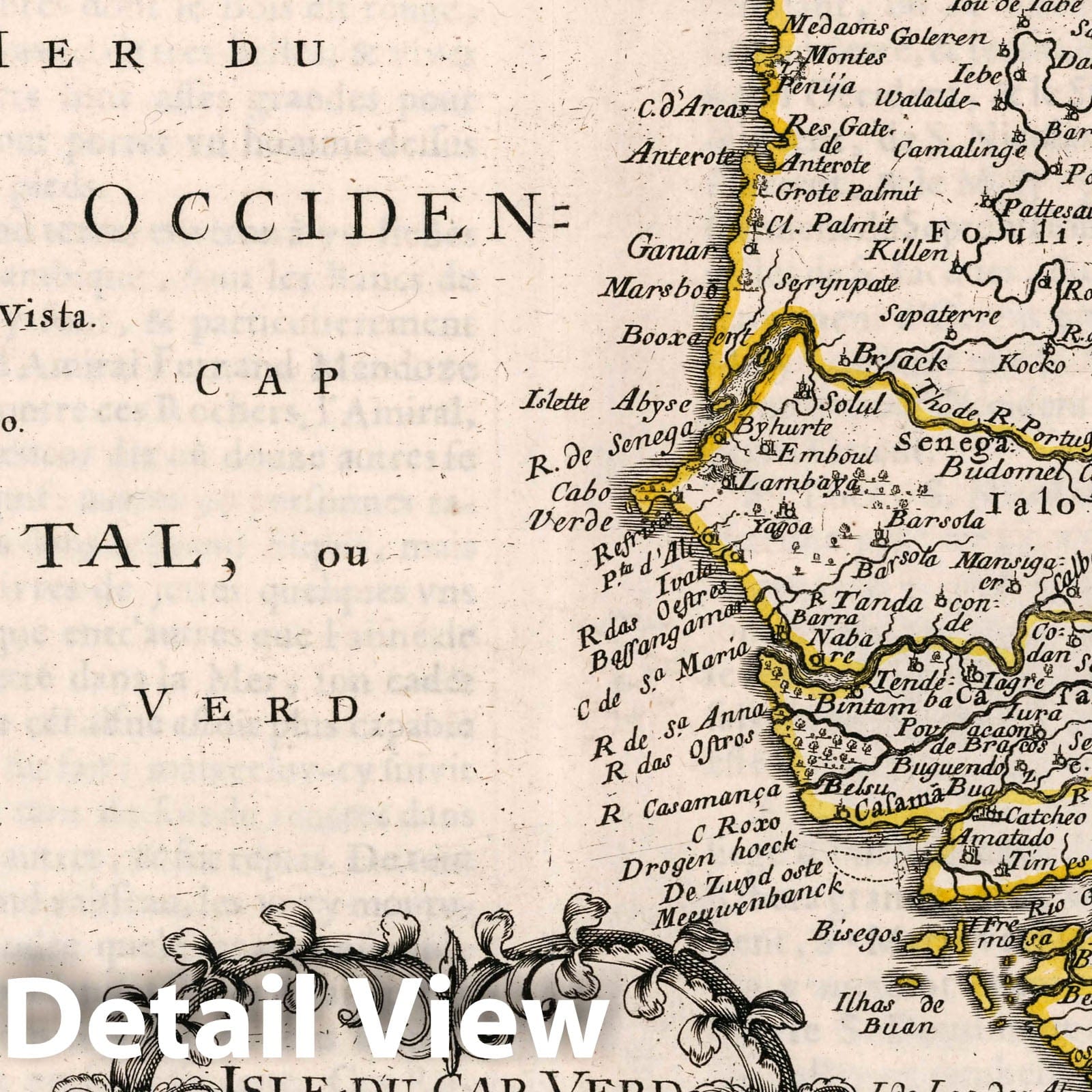 Cape Verde Islands and West African Coast - River Map, 1656 - Historical Map Reproduction
