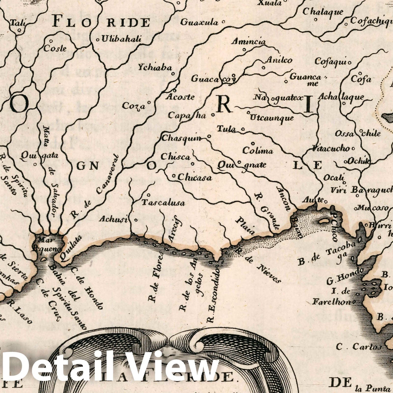 Florida and Southeast Coast - River Map, 1657 by Sanson