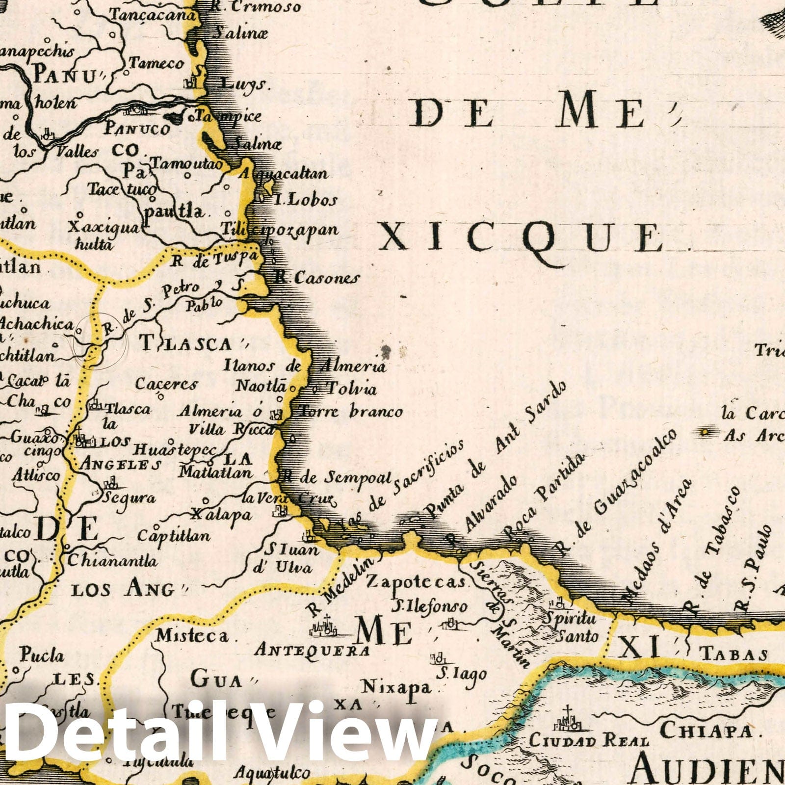 Audience of Mexico - River Map, 1657 - Historical Map Print