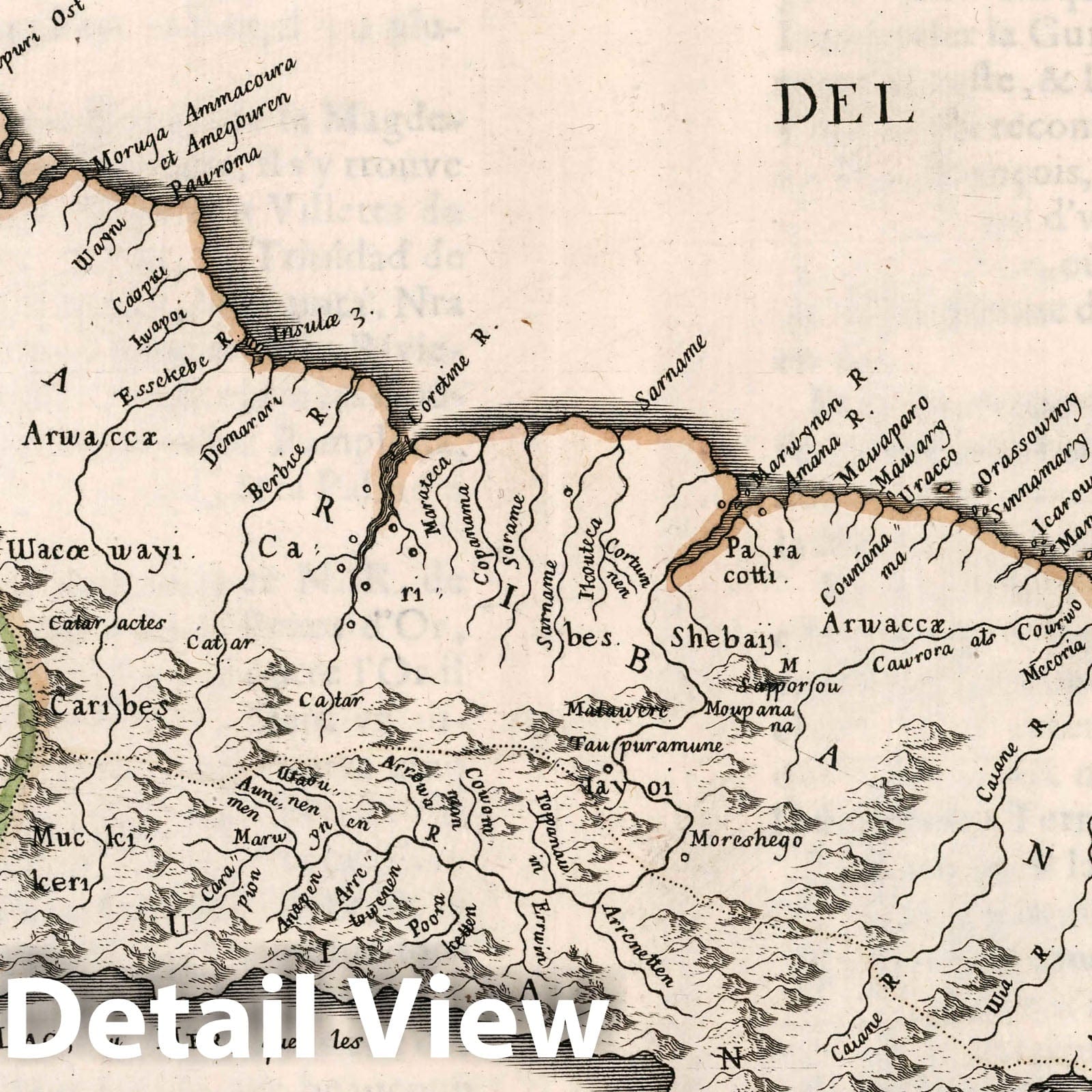 Guyana and Suriname - River Map, 1657 - Sanson Historical Map Print