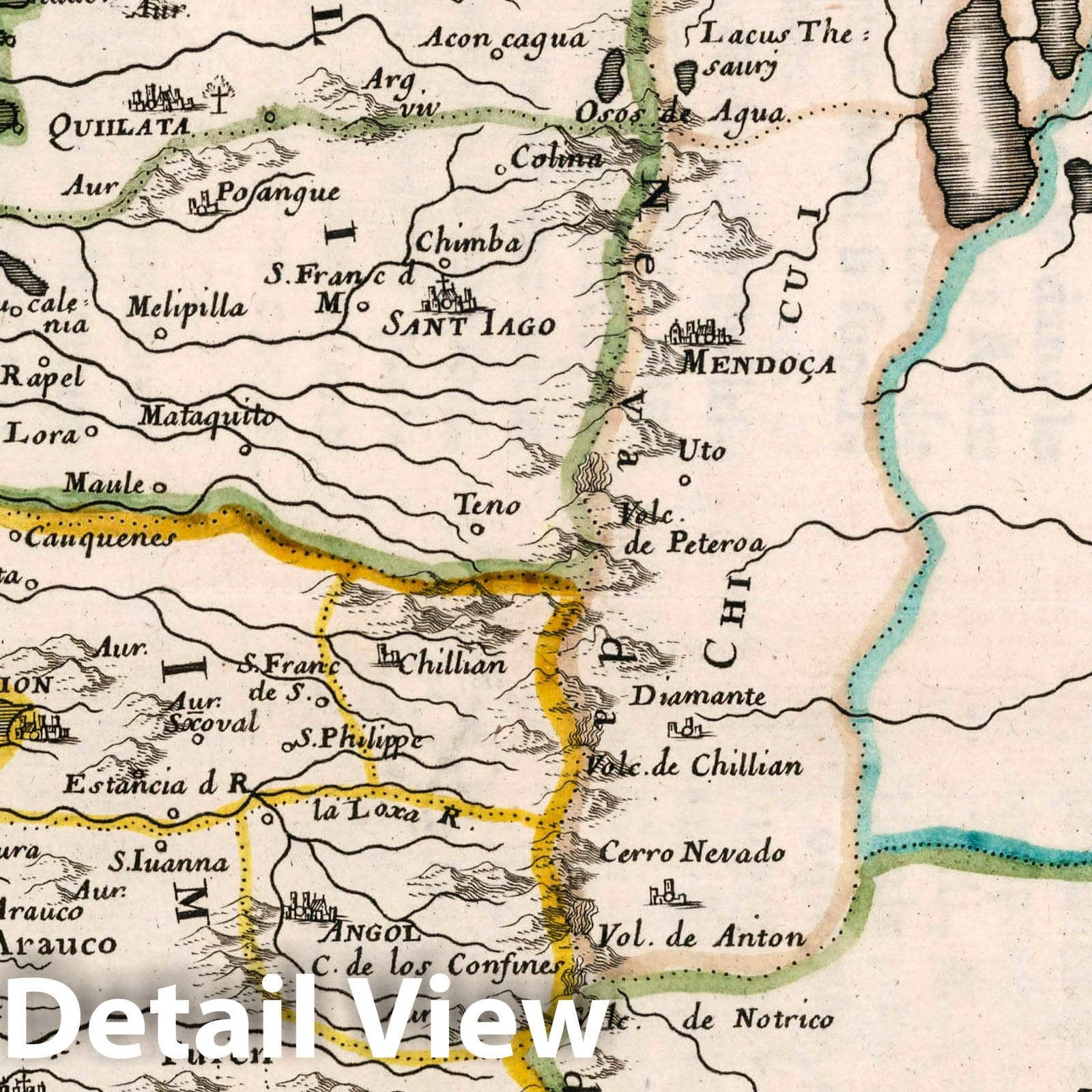 Chile and Argentina - River Map, 1657 - Sanson Atlas Print