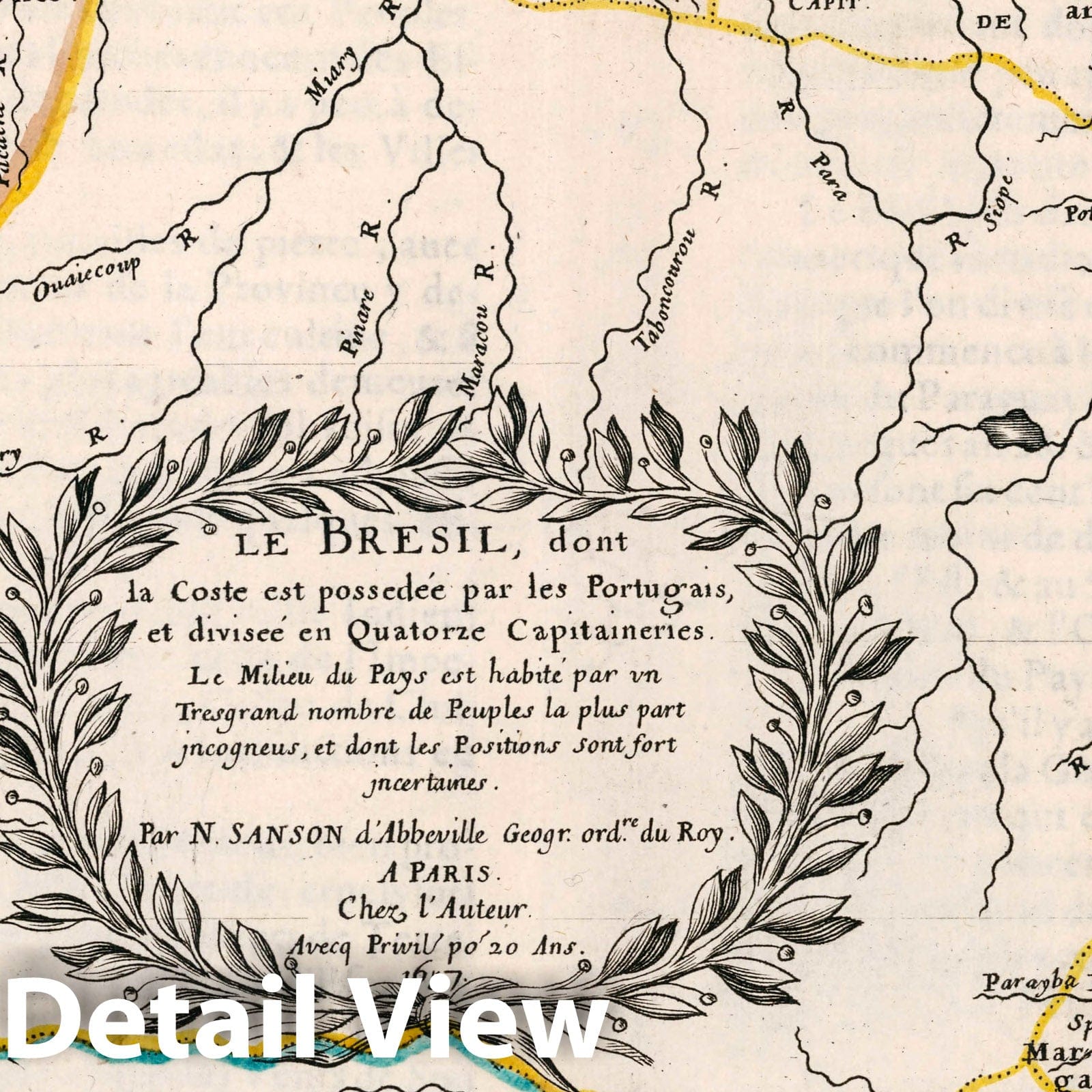Brazil - River Map, 1657 - Historical Map Print