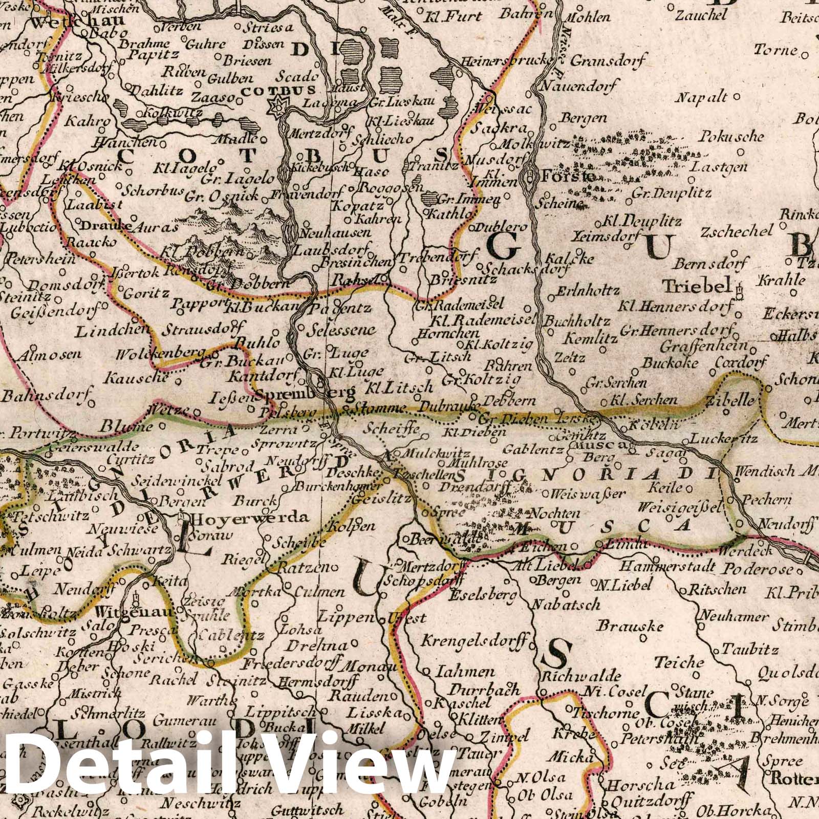 Lusatia - Route Map, 1780 - Historical Map Print
