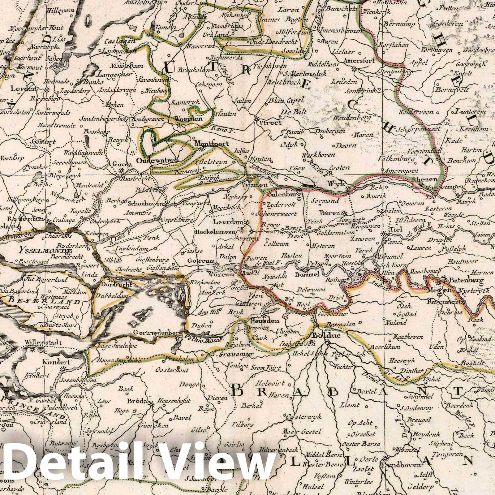 Zeeland, Utrecht, Gelderland, and North Brabant, Netherlands - Route Map, 1777