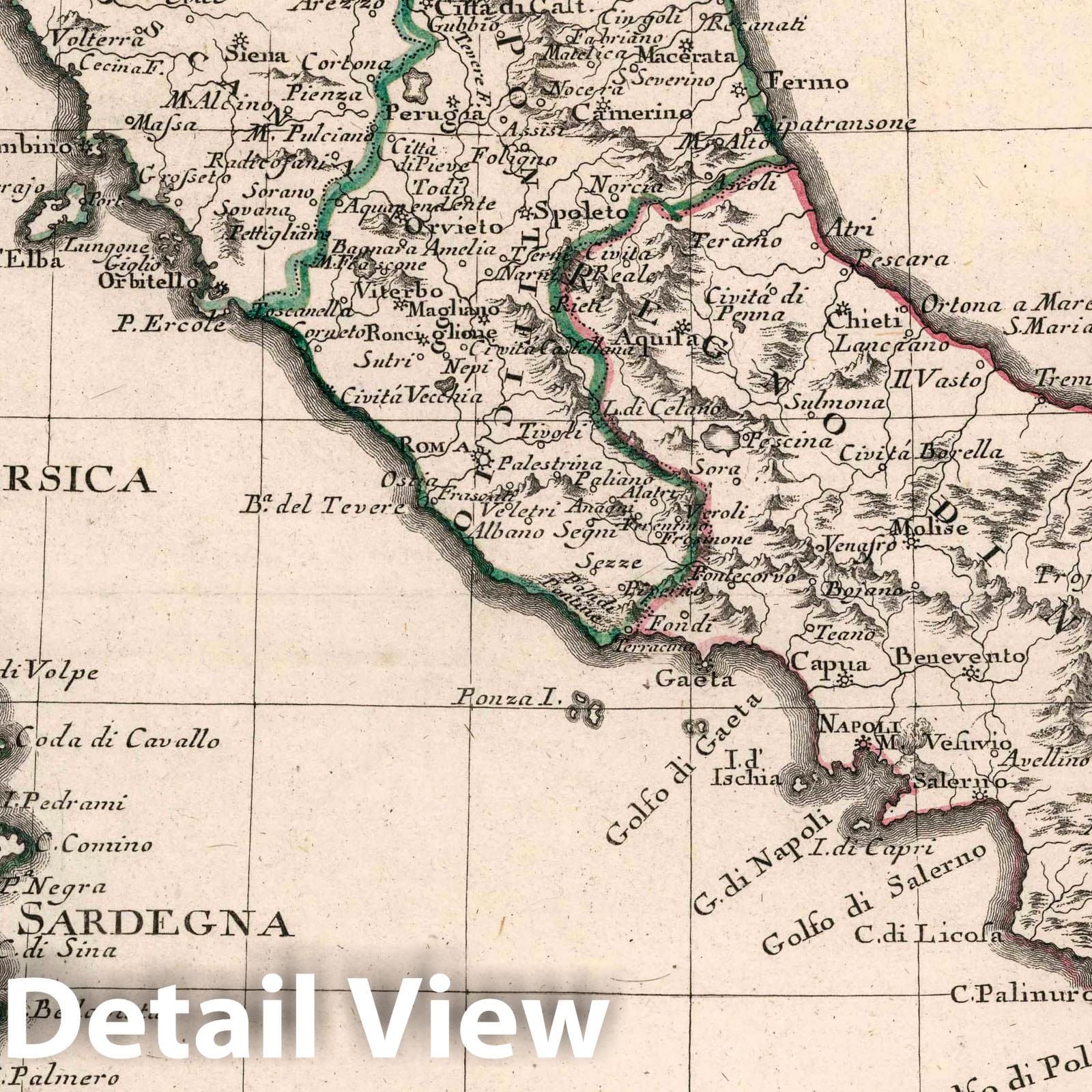 Italy - Route Map, 1782 - Historical Map Print