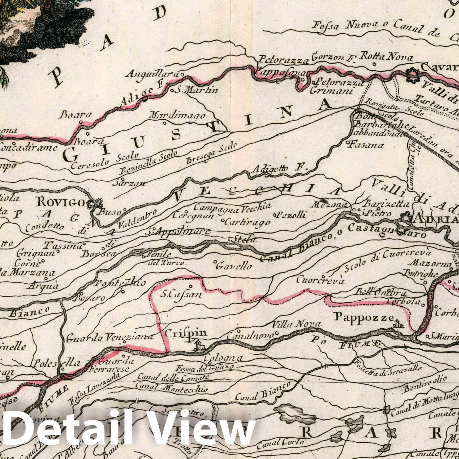Polesine di Rovigo - Route Map, 1782 - Historical Map Print