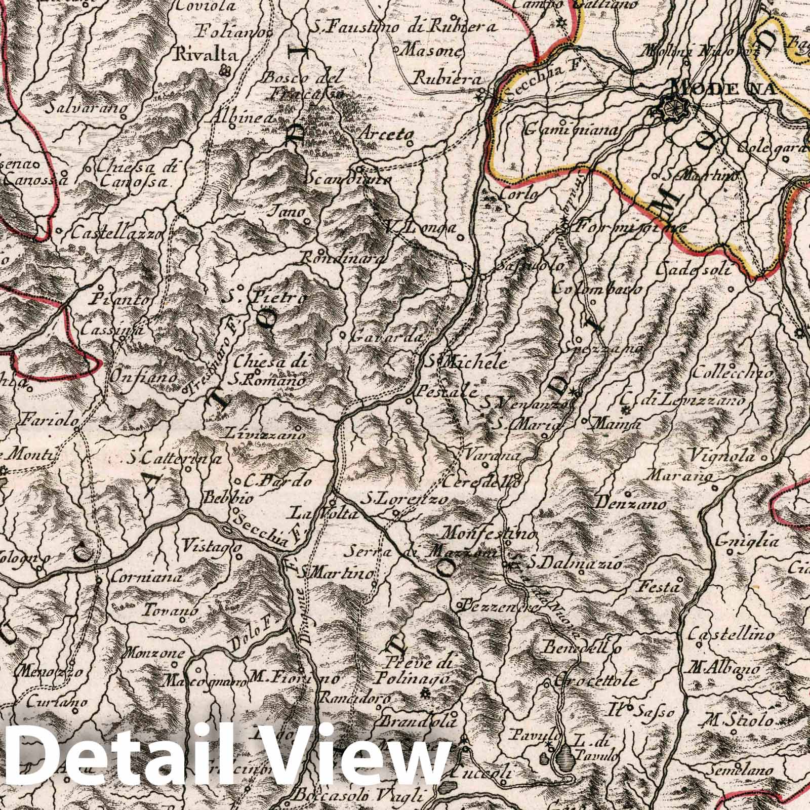 Duchy of Modena, Italy - Route Map, 1783 - Historical Map Print