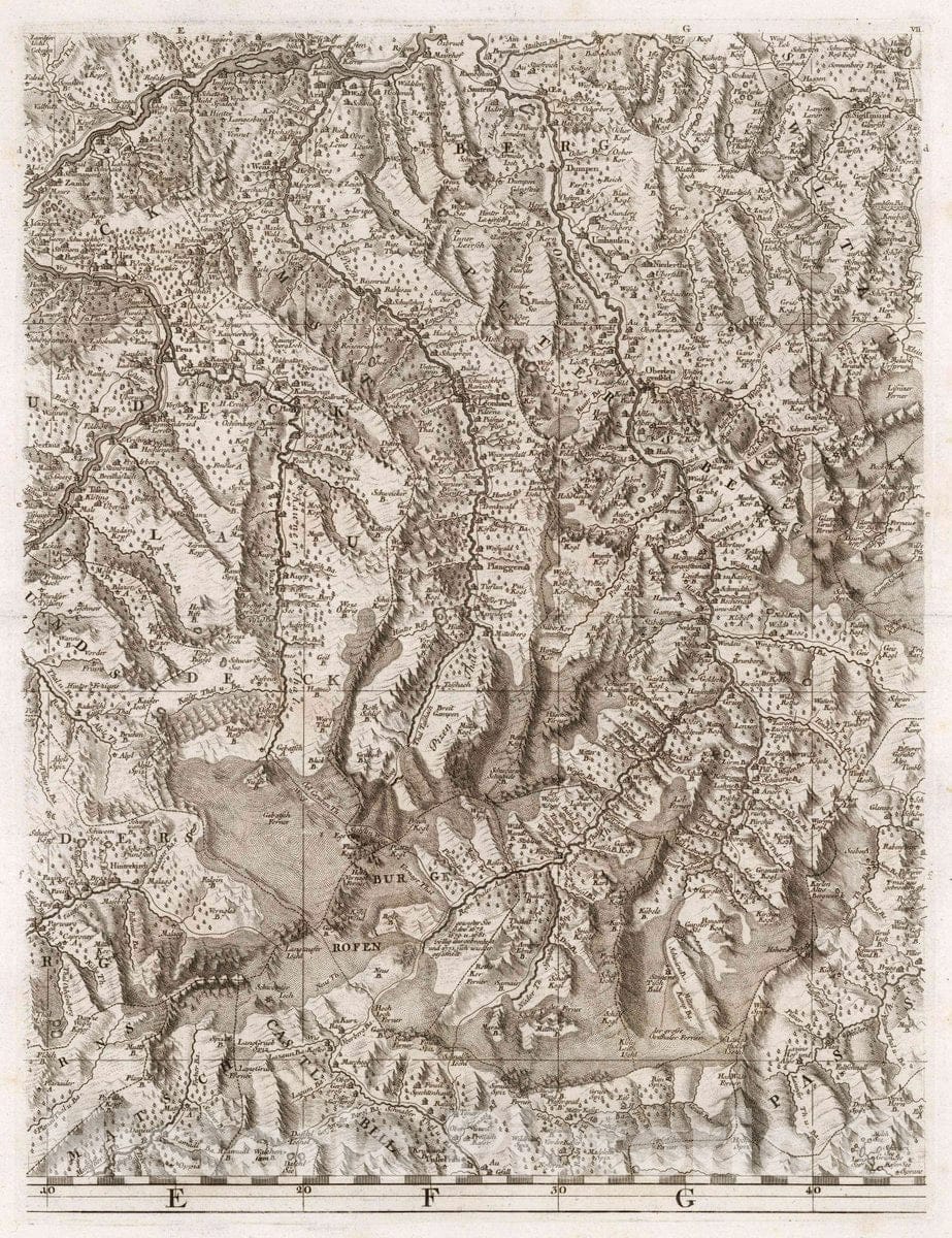 Historic Map : Austria, Tyrol (Austria) Tyrol Gegen Norden. Tyrolis sub Felici Regimine Mariae Theresiae ROM. Imper, 1774 Atlas , Vintage Wall Art