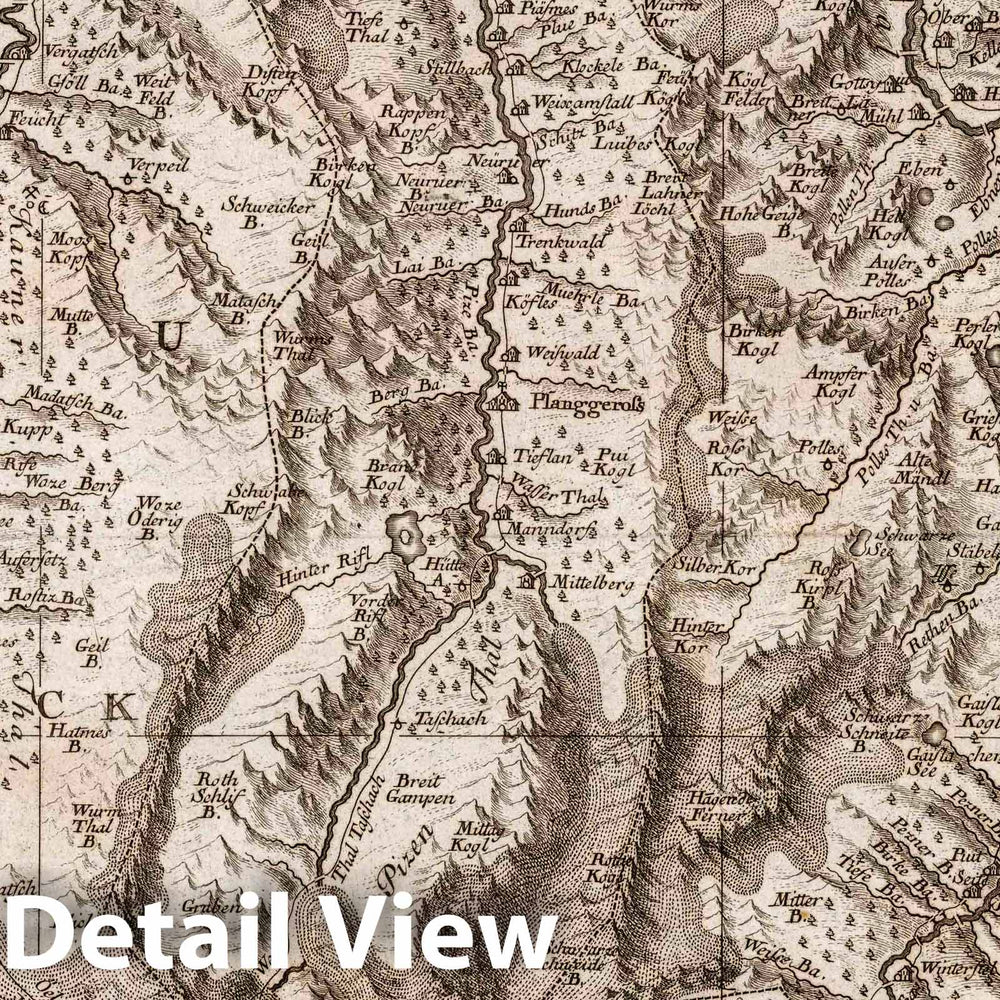 Historic Map : Austria, Tyrol (Austria) Tyrol Gegen Norden. Tyrolis sub Felici Regimine Mariae Theresiae ROM. Imper, 1774 Atlas , Vintage Wall Art