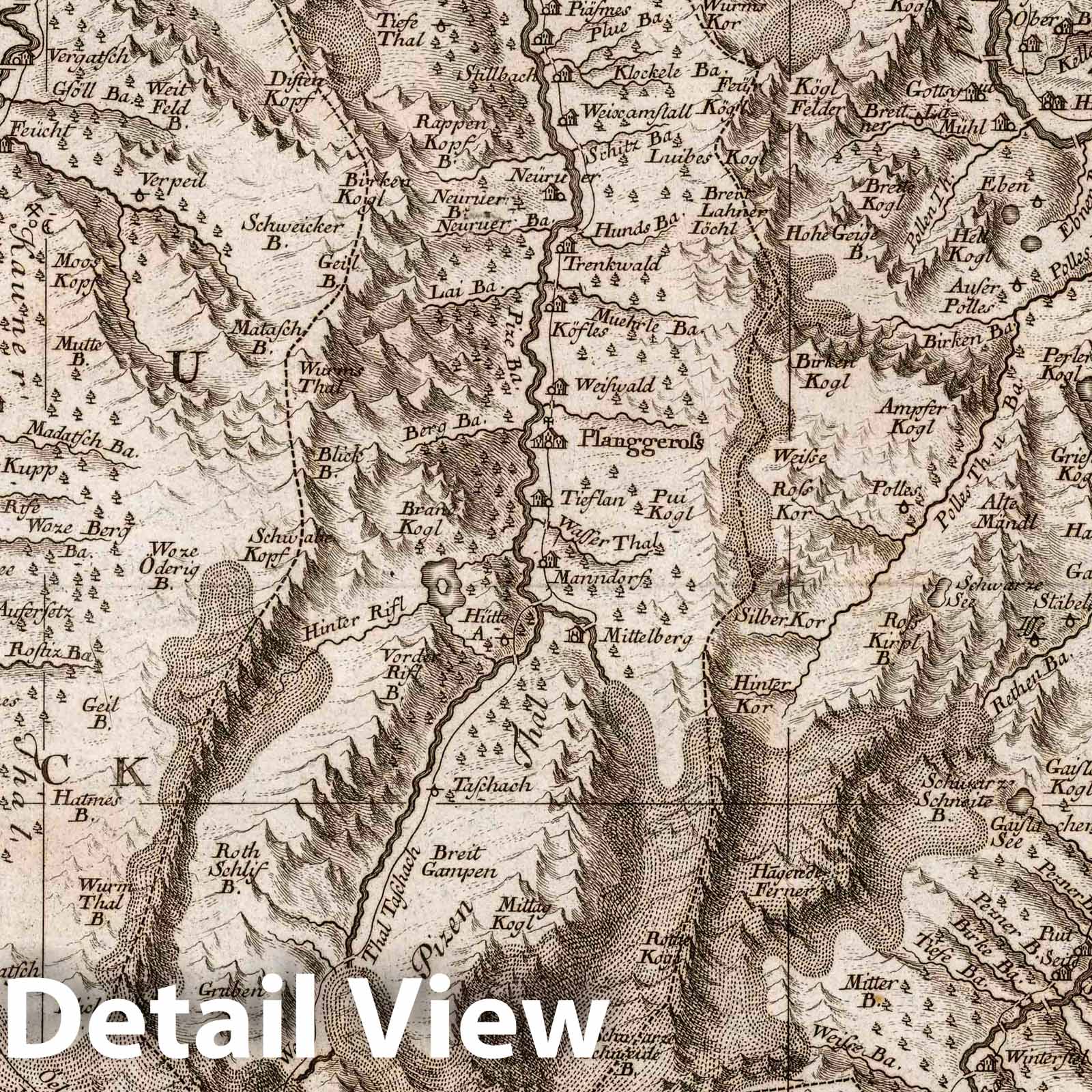 Tyrol, Northern Section - Plate No. VII, 1774 - Historical Map Print
