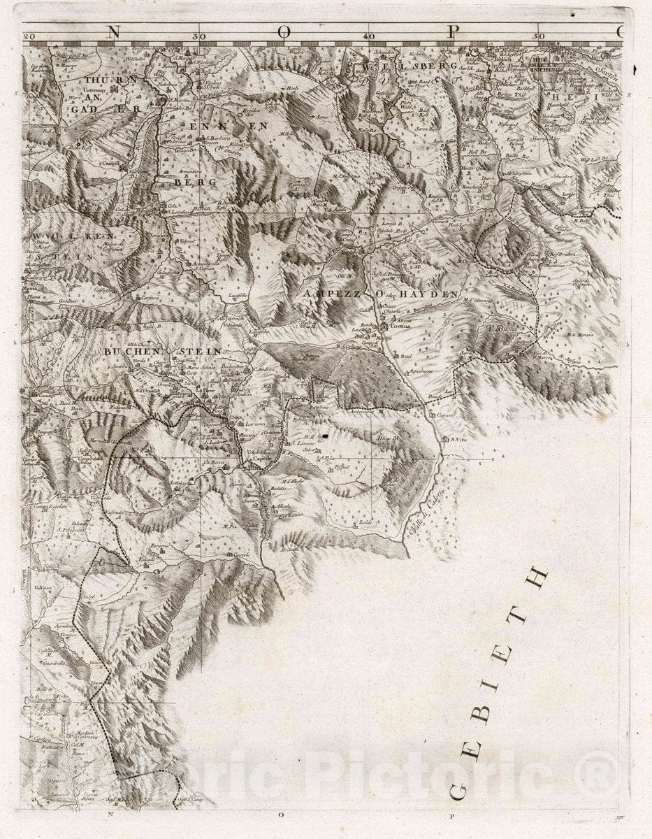 Historic Map : Austria, Tyrol (Austria) Tyrol Gegen Suden. Tyrolis sub Felici Regimine Mariae Theresiae ROM, 1774 Atlas , Vintage Wall Art
