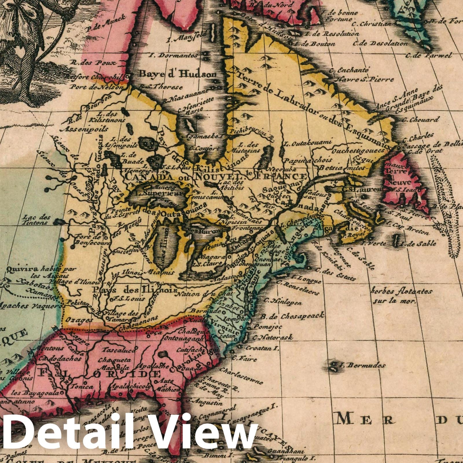 Northern America and West Indies - Road Map, 1714 - Historical Map Print