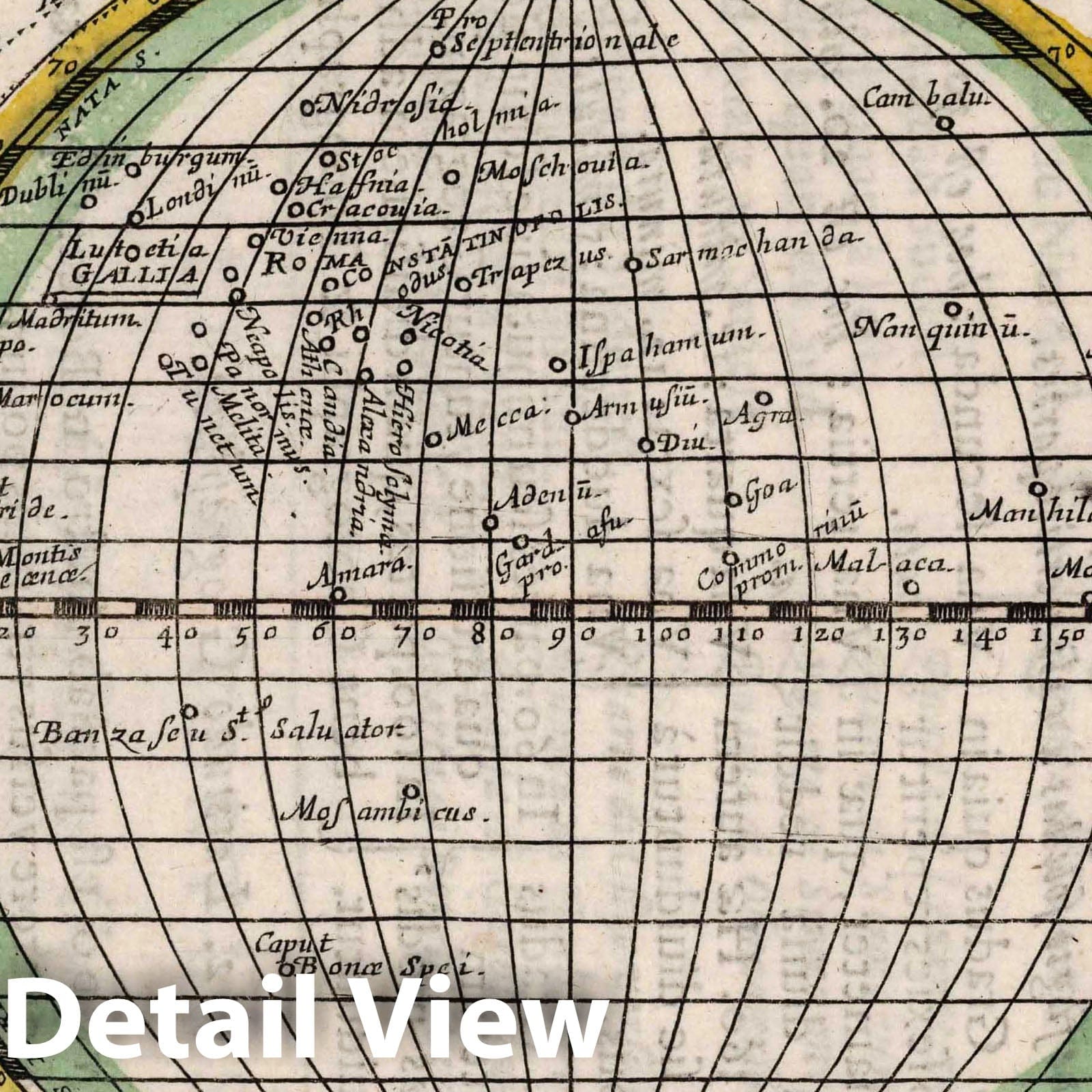 Eastern Hemisphere, Longitude and Latitude, 1648 - Historical Map Print