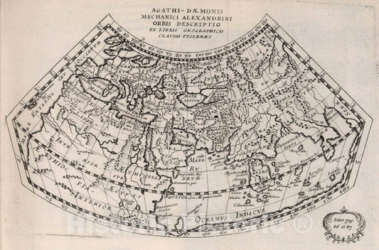 Historic Map : Agathi - dae Monis Mechanici Alexandrini Orbis Descriptio ex Libris Geographicis Claudii Ptolemaei, 1648 - Vintage Wall Art