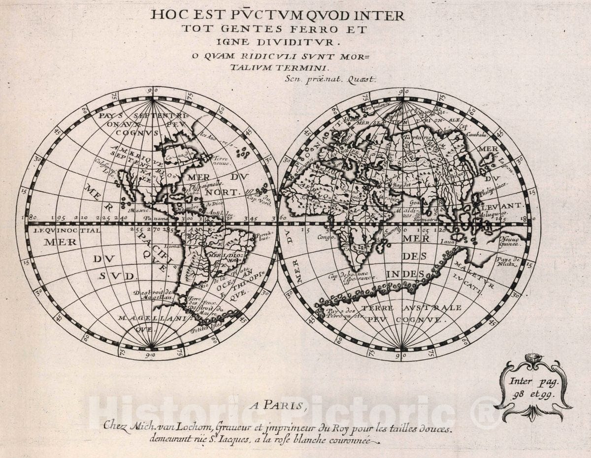 Historic Map : Hoc est Punctum Quod Inter TOT Gentes Ferro, 1648 - Vintage Wall Art