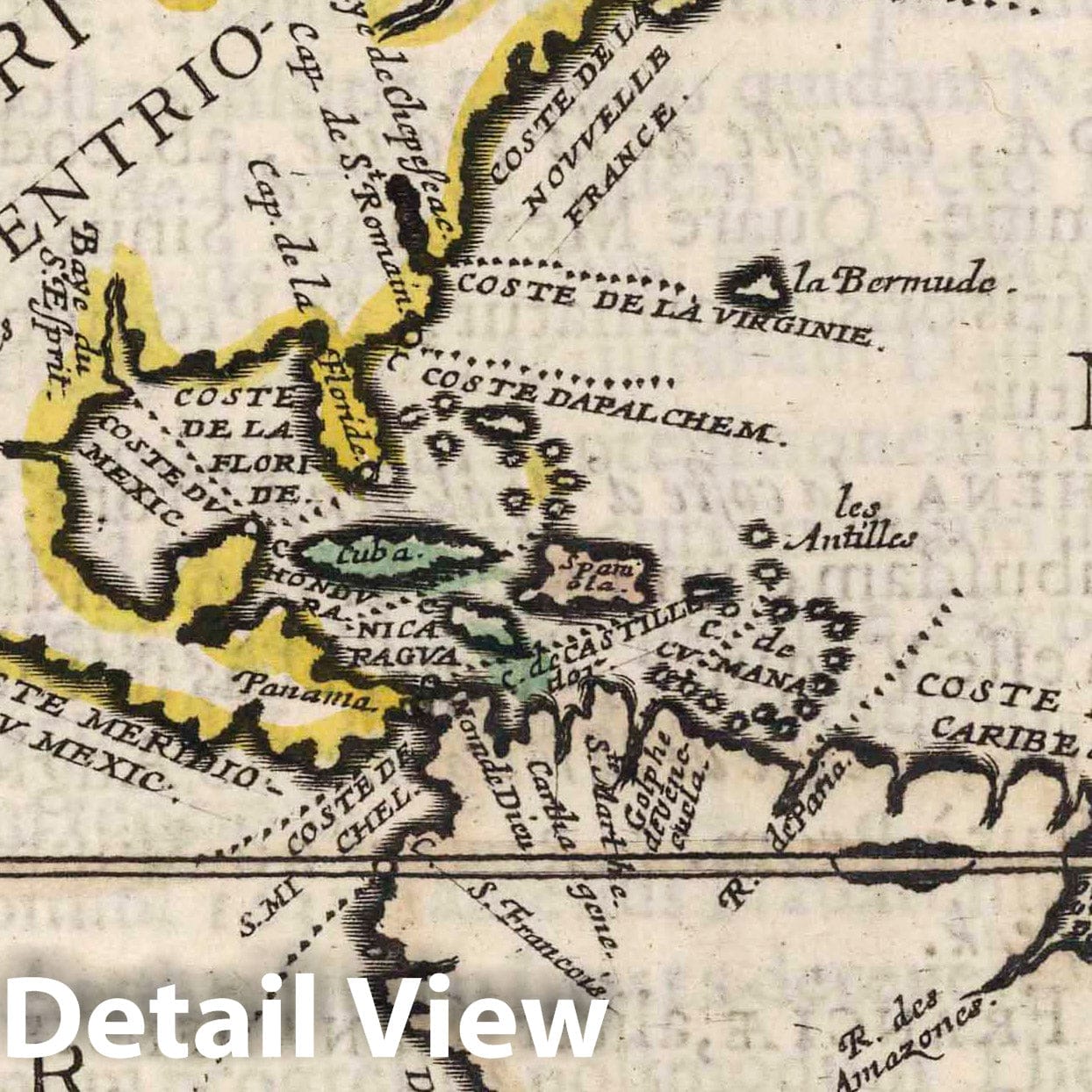 Division of the Atlantic Ocean of the New World, 1648 - Historical Map Print