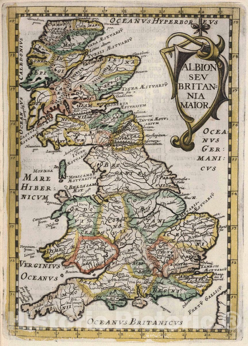 Historic Map : England, Albion seu Britannia Major, 1648 , Vintage Wall Art