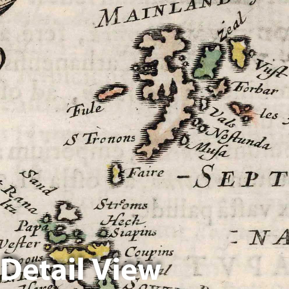 Shetland Islands and Orkney Islands, 1648 - Historical Map Print