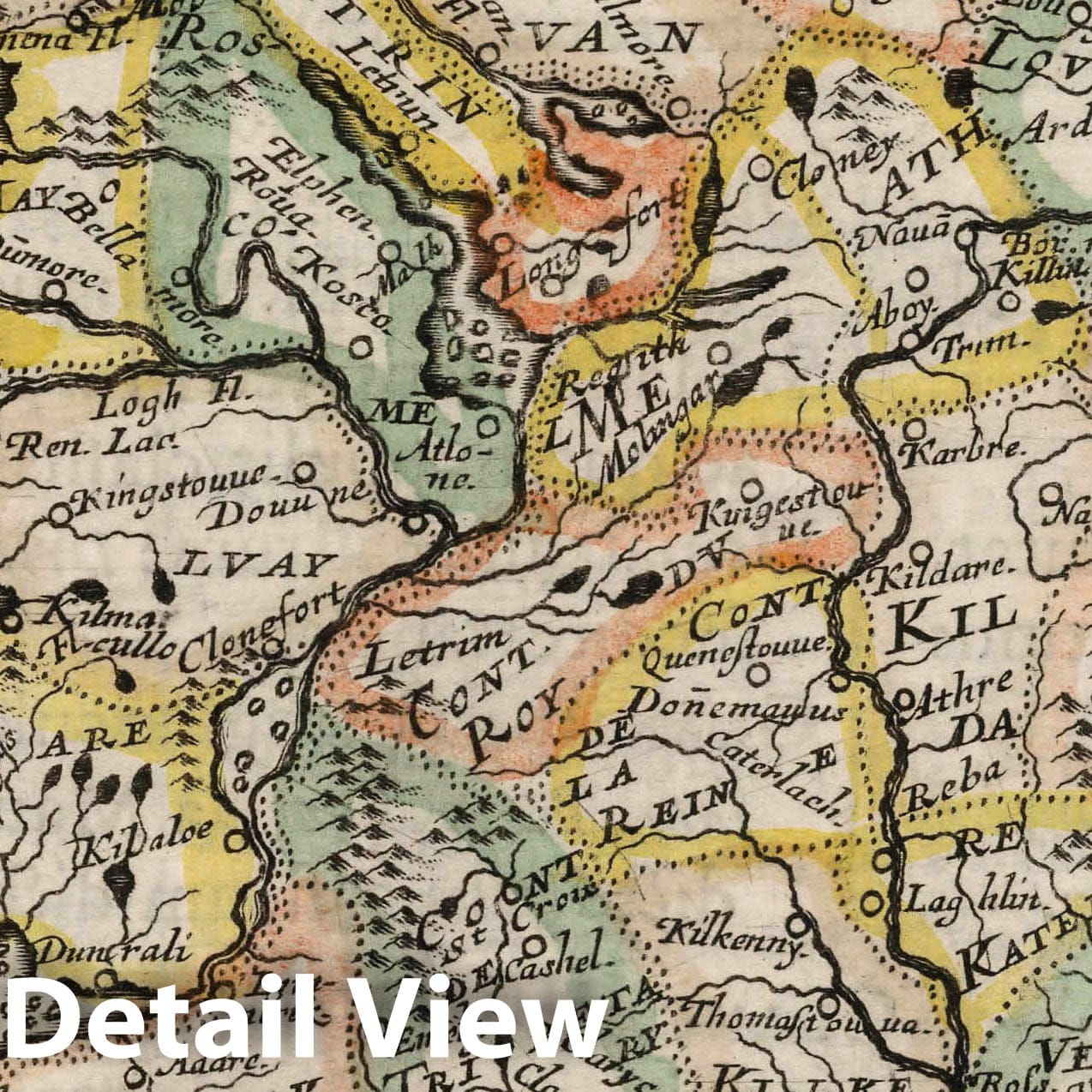 Ireland, 1648 - Historical Map Print - Hand-Colored Engraved Atlas Plate