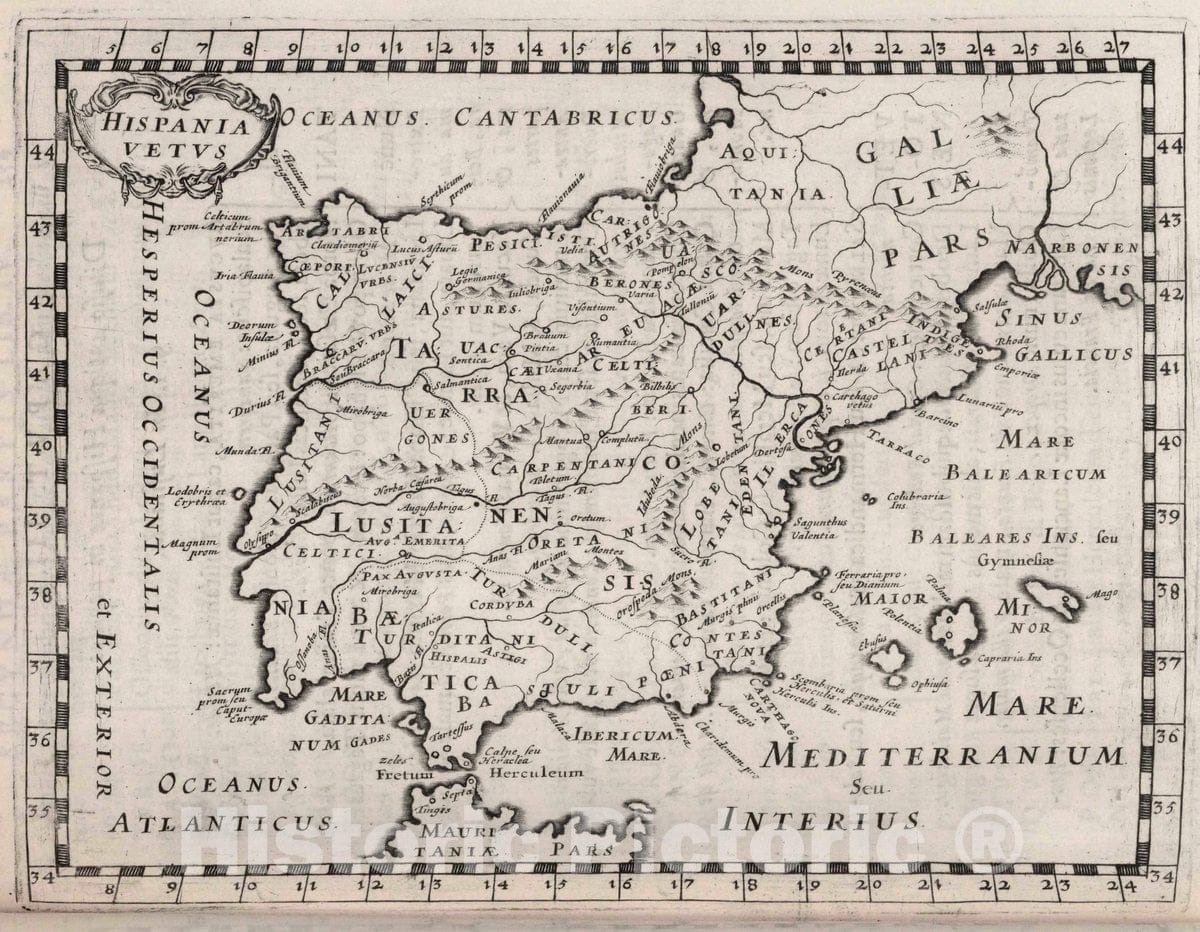 Ancient Spain and Portugal, 1648 - Historical Map Print