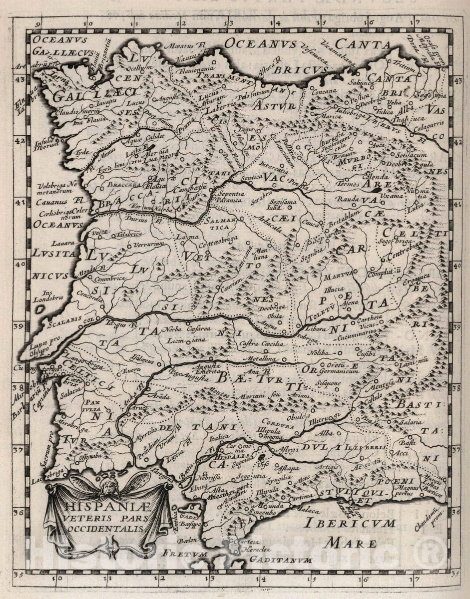 Historic Map : Spain, Hispaniae Veteris Pars Occidentalis, 1648 , Vintage Wall Art