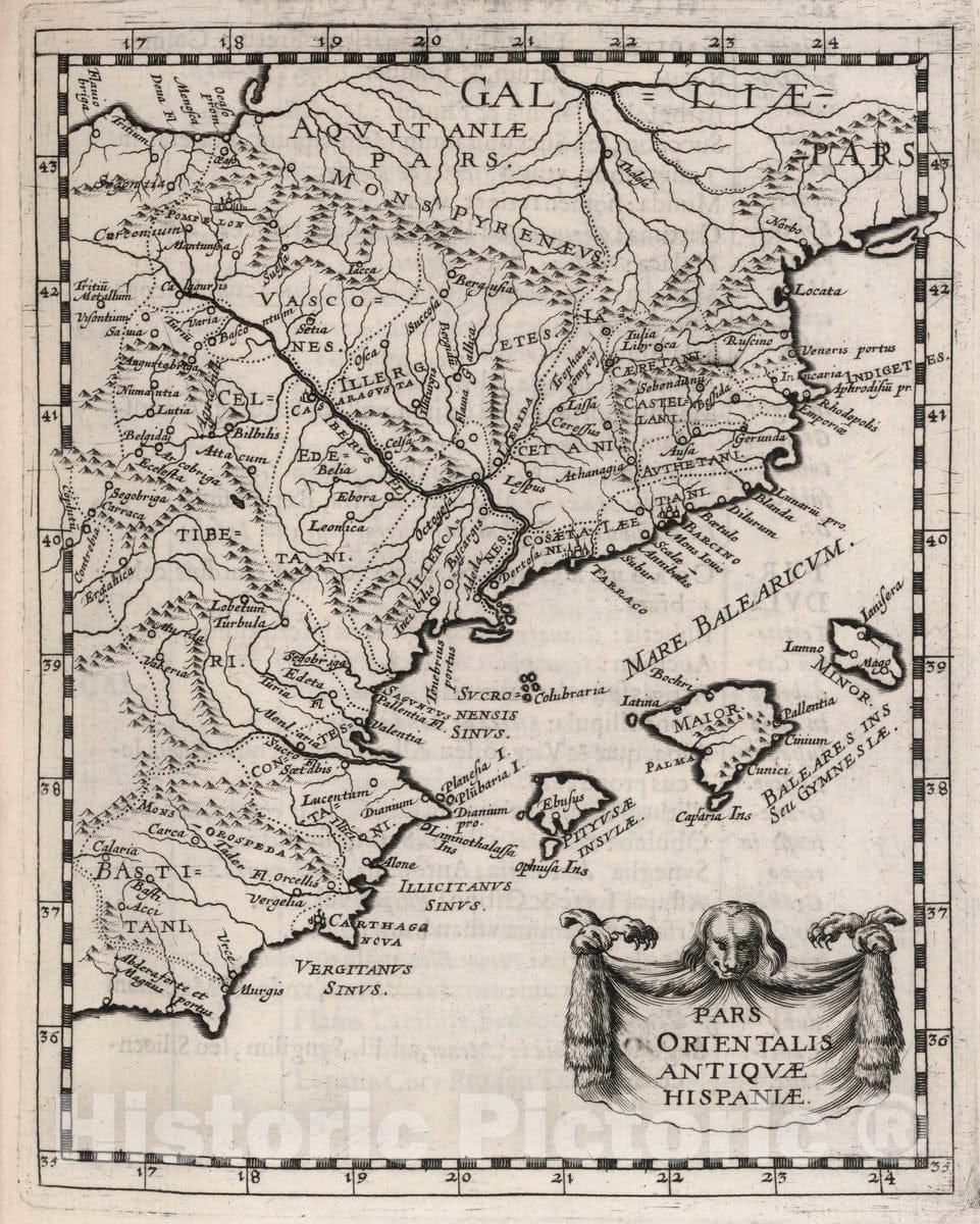 Historic Map : Spain, Pars Orientalis Antiquae Hispaniae, 1648 , Vintage Wall Art
