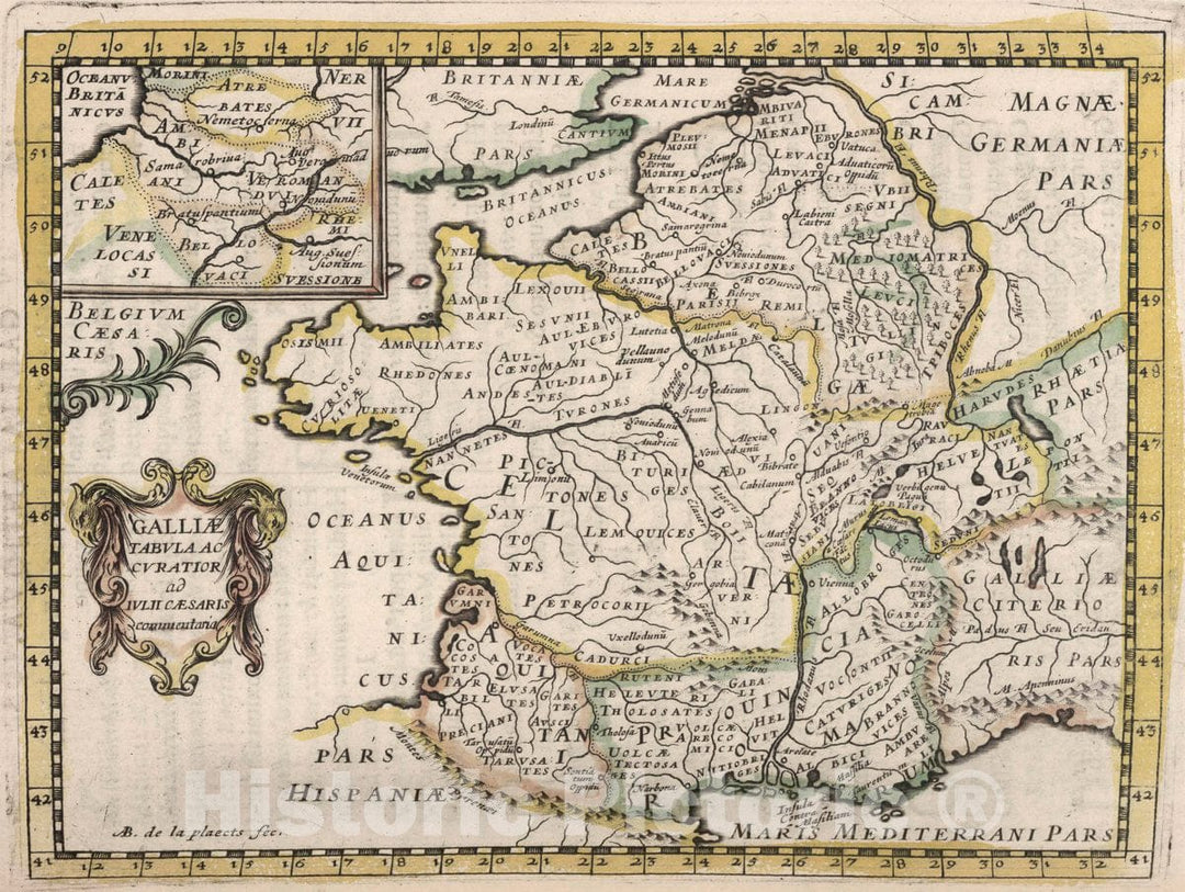 Historic Map : France, Galliae Tabula Curatior, 1648 , Vintage Wall Art