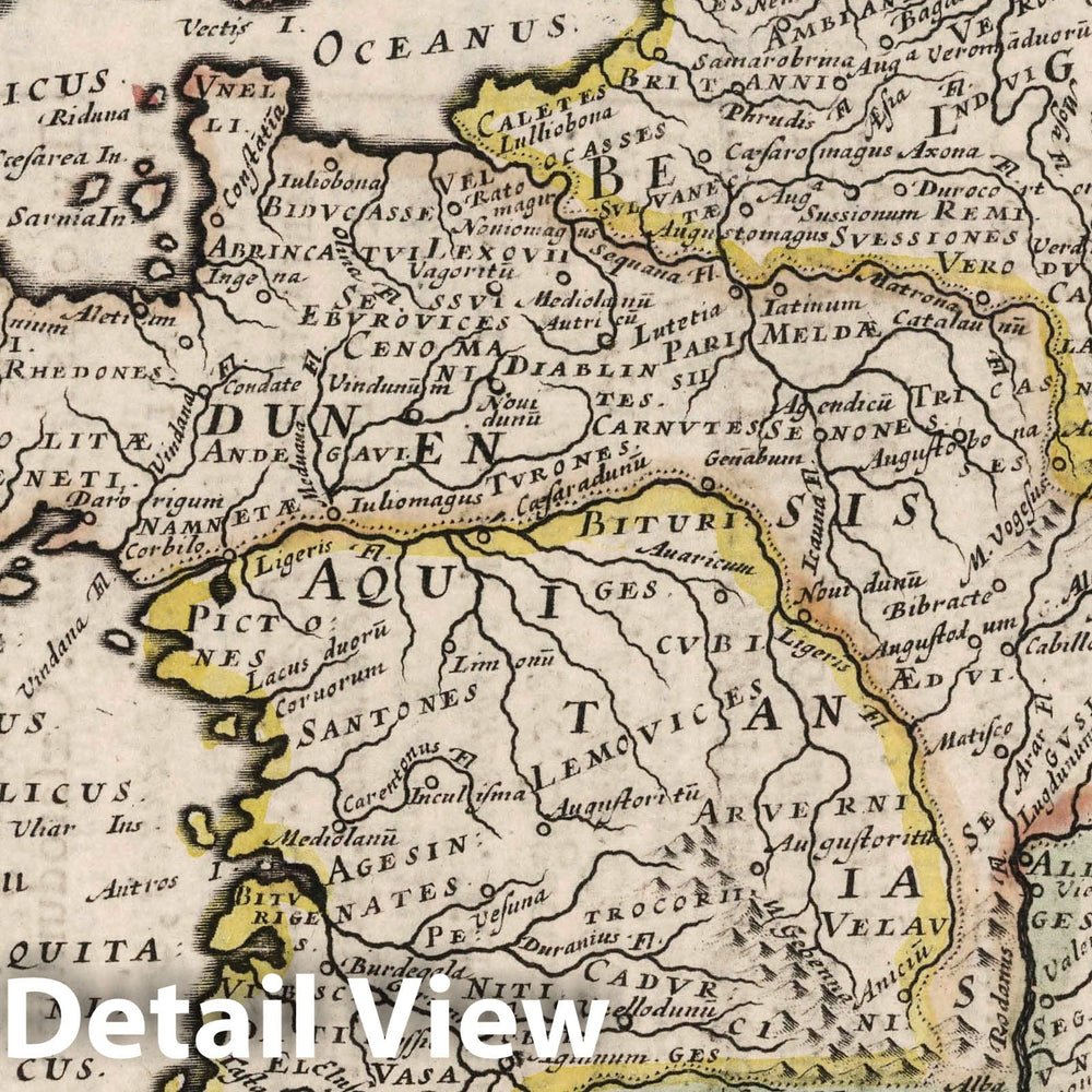 Historic Map : France, Galliae Divisio Octaviana, 1648 , Vintage Wall Art