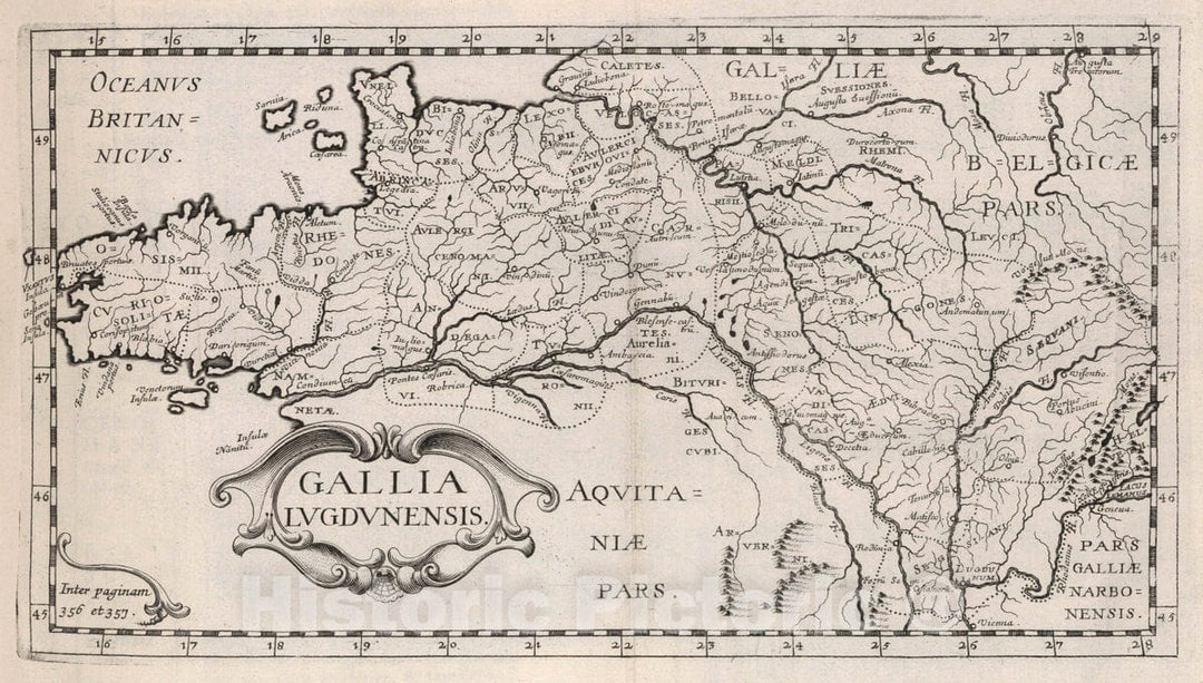 Historic Map : Lyons , France Gallia Lugdunensis. , Vintage Wall Art