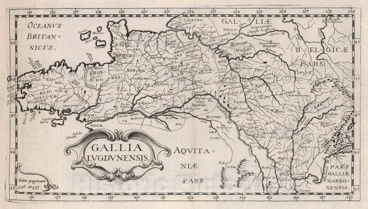 Historic Map : Lyons , France Gallia Lugdunensis. , Vintage Wall Art