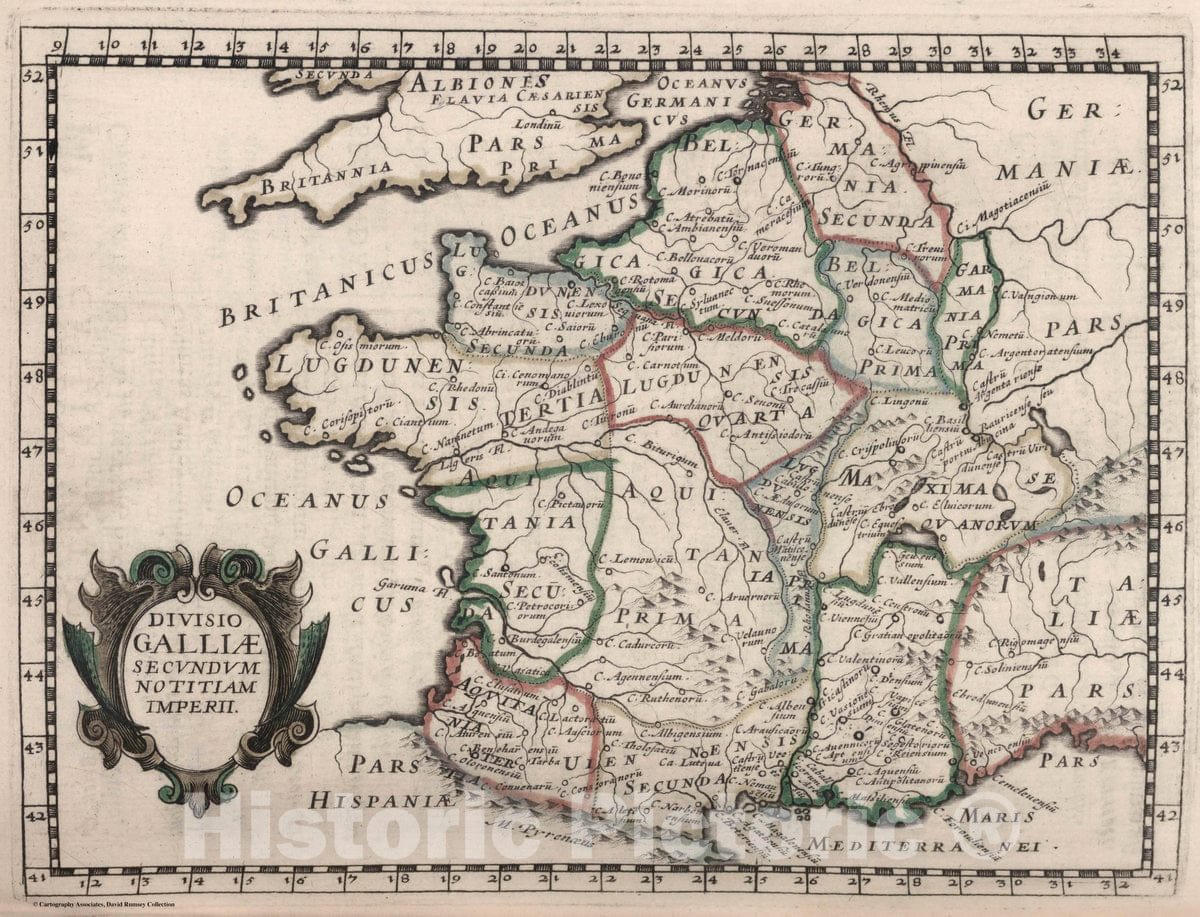 Historic Map : France, Divisio Galliae Secundum Notitiam Imperii, 1648 , Vintage Wall Art