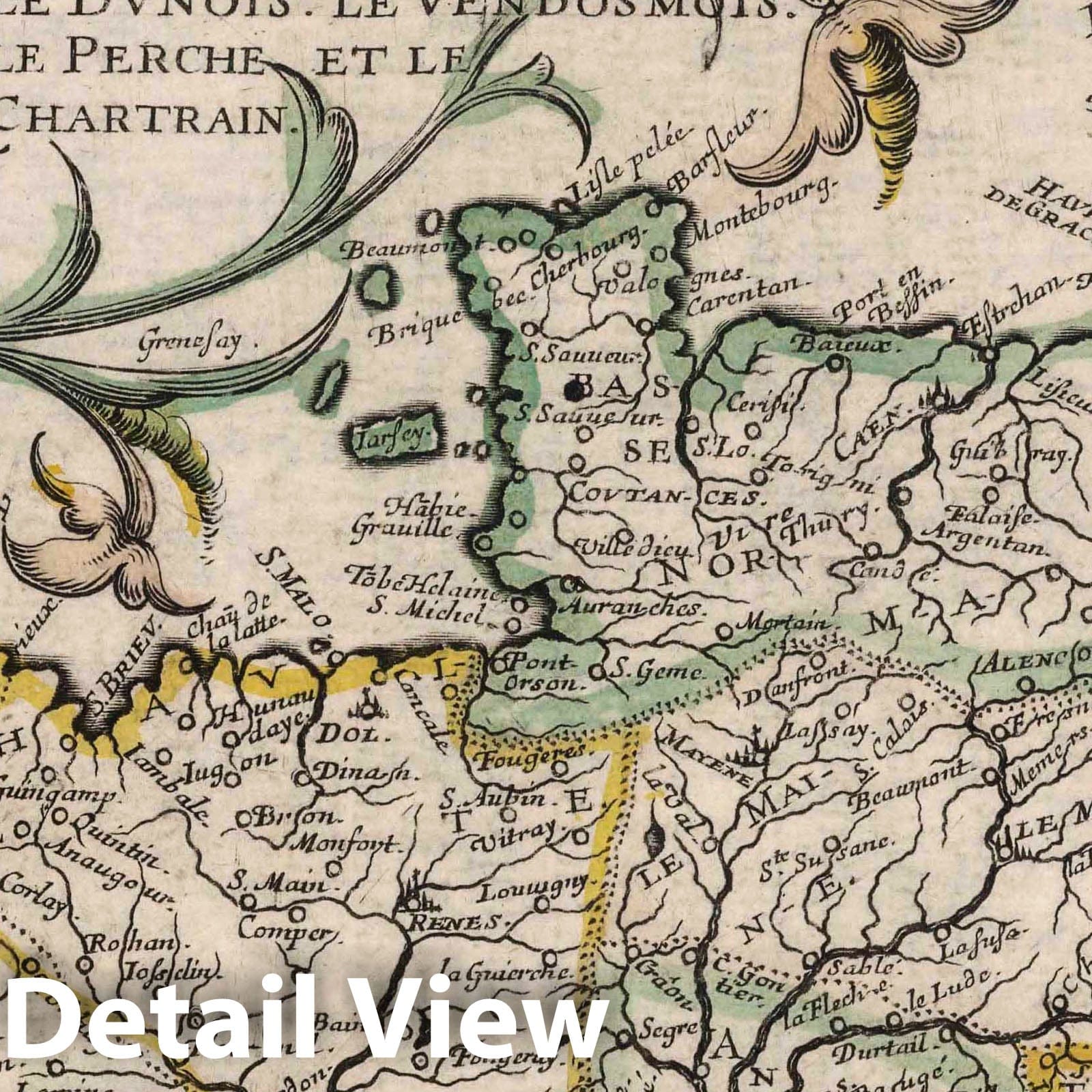 Normandy, France 1648 Historical Map Print