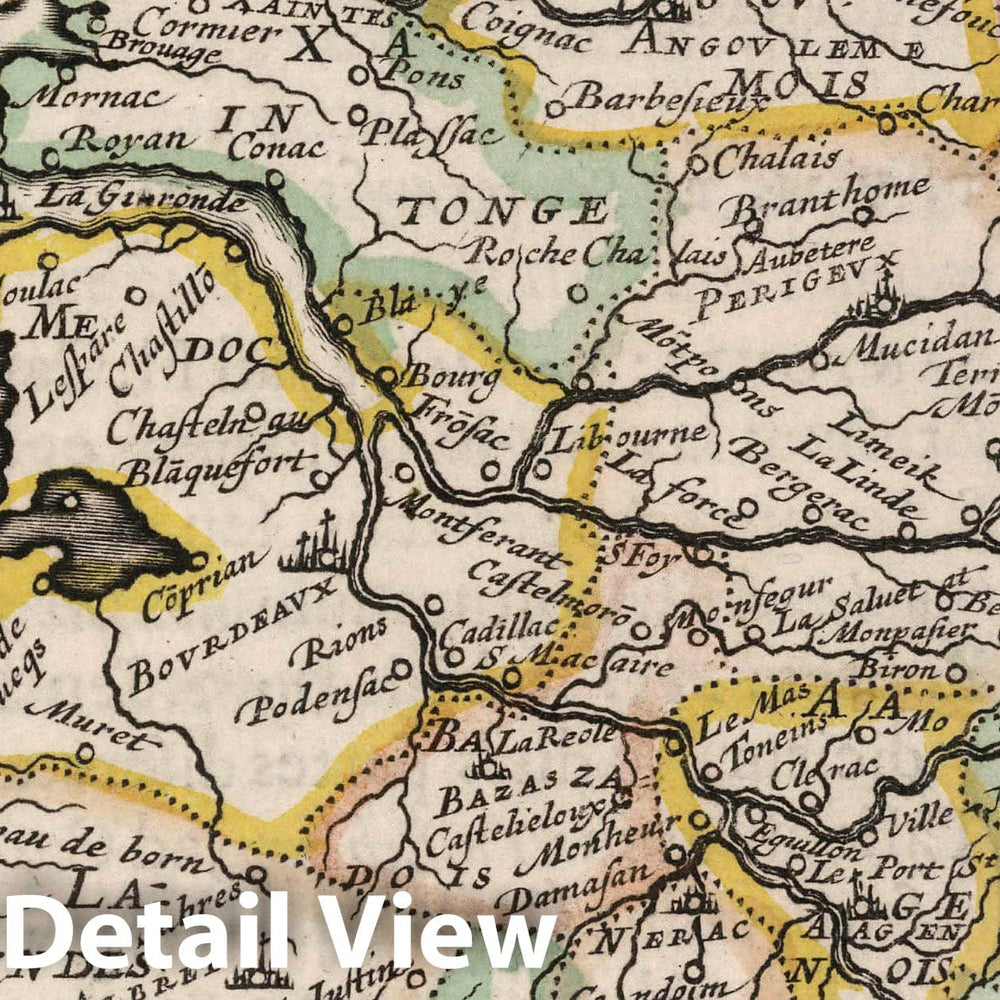 Historic Map : Aquitaine , France Partie Occidentale de la Grade Aquitaine, 1648 , Vintage Wall Art
