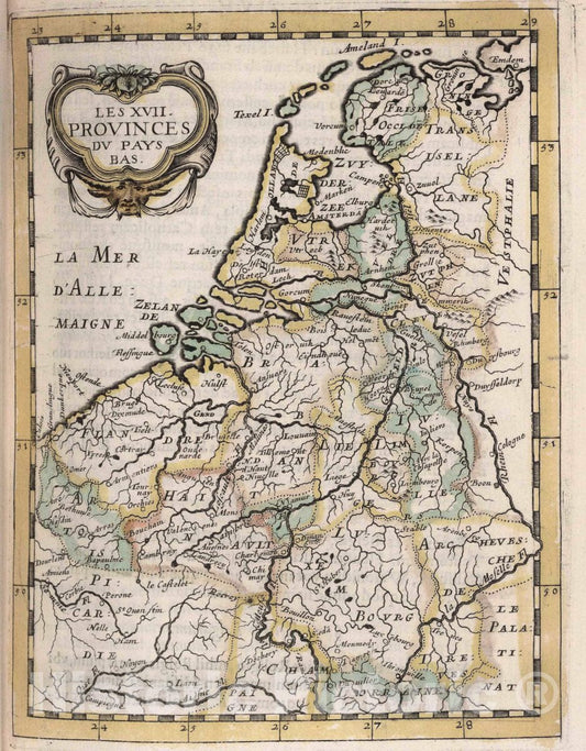 Historic Map : Netherlands, Les XVII Provinces du Pays Bas, 1648 , Vintage Wall Art