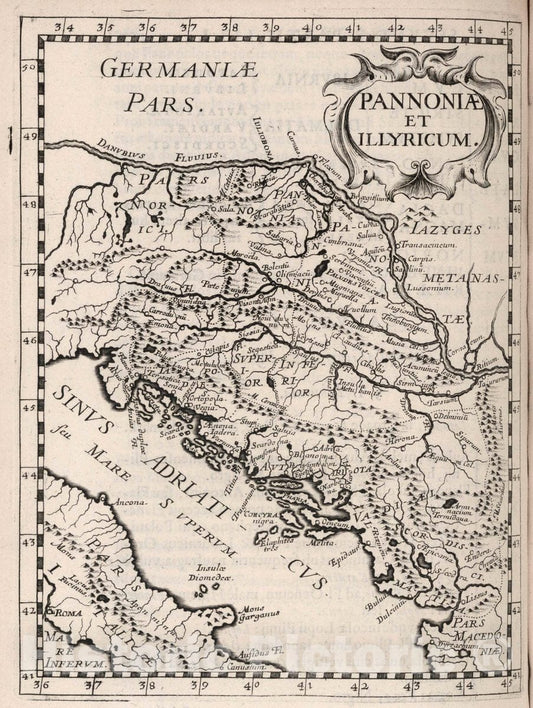Historic Map : Croatia, Pannoniae et Illyricum, 1649 , Vintage Wall Art