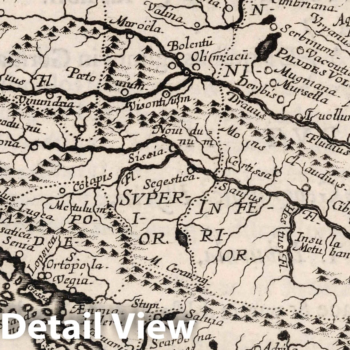 Pannonia and Illyricum, 1649 - Historical Topographic Map Print